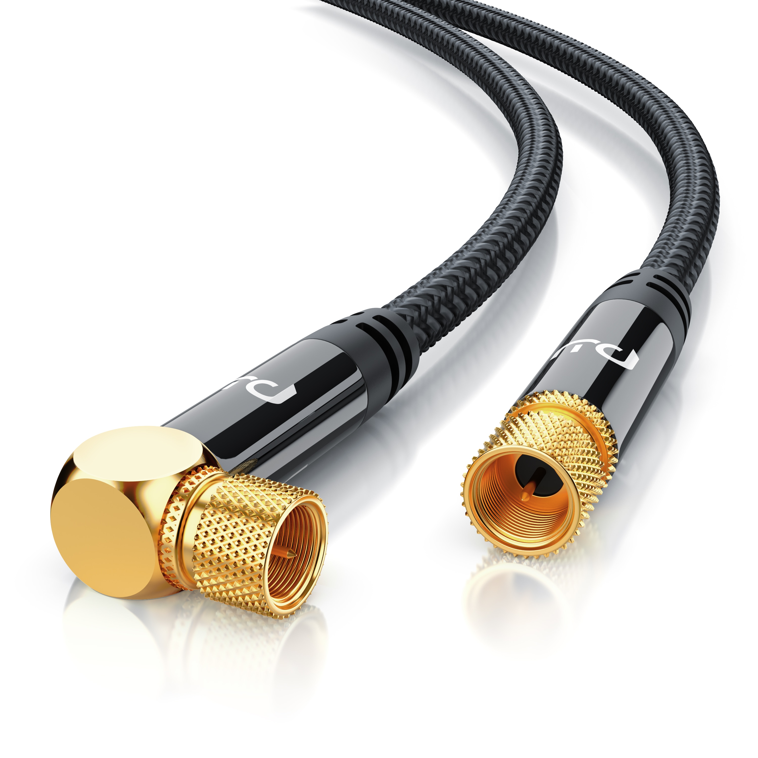 Primewire HDTV Satellitenkabel gewinkelt mit Braiding - 135Db - 75 Ohm - Stoffummantelung - 7,5 m - Bild 1