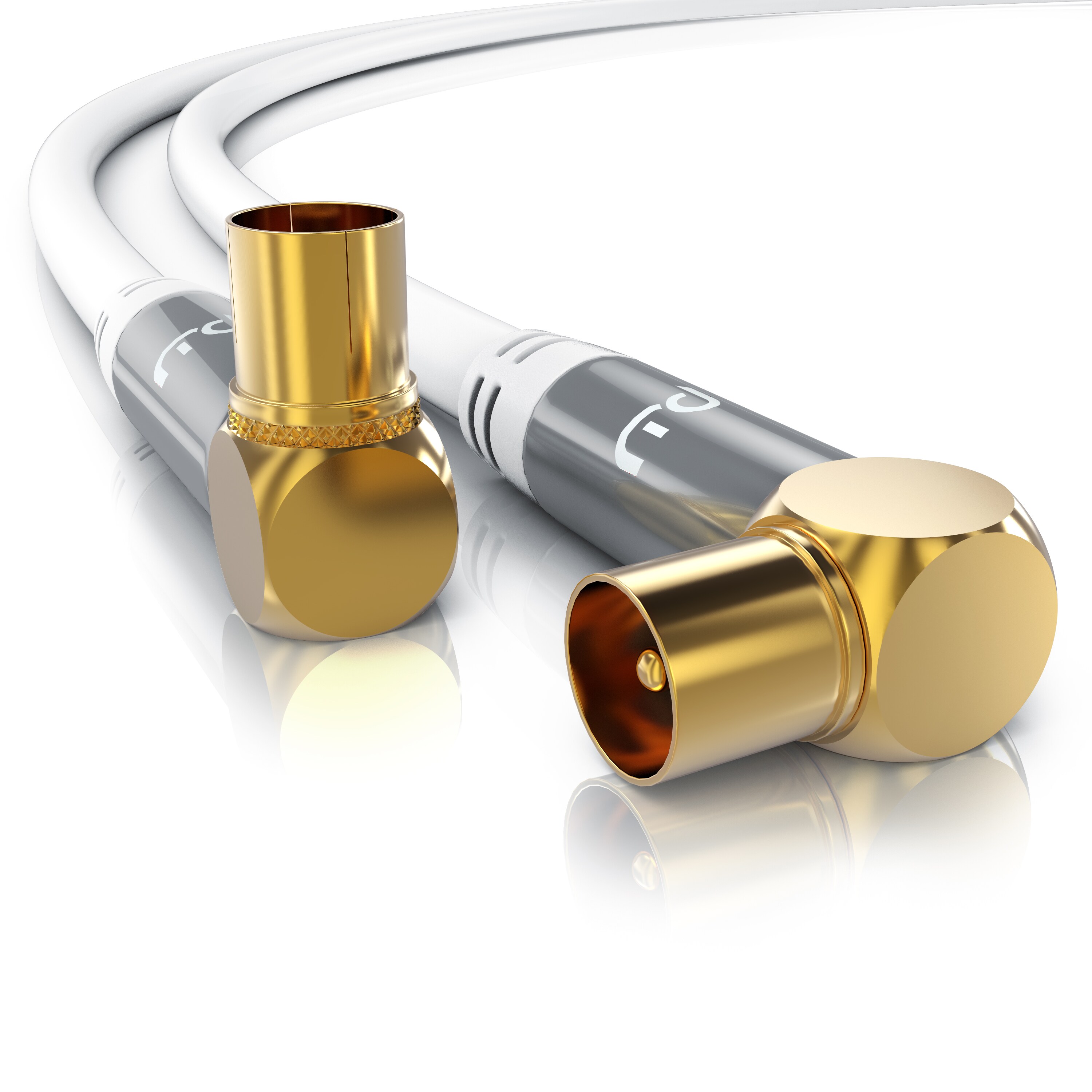 Primewire Antennenkabel 90&deg; gewinkelt, Koax, TV-Kabel, RF, IEC, HDTV, 4-fach Schirmung, 75 Ohm, 120dB - 7,5m - Bild 1