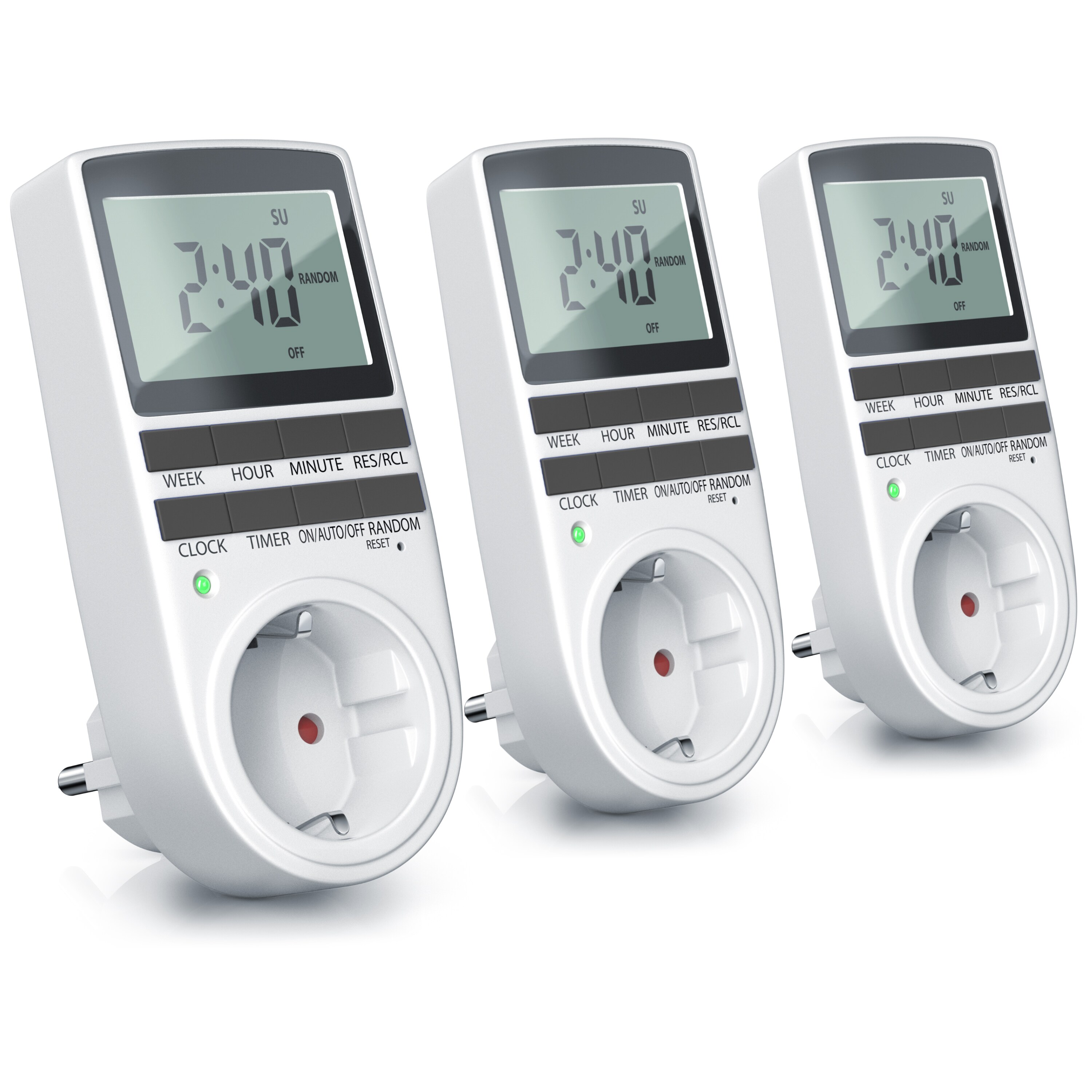 BEARWARE 3x Zeitschaltuhr LCD-Display / 3680W / 10 konfigurierbare Programme - Bild 1