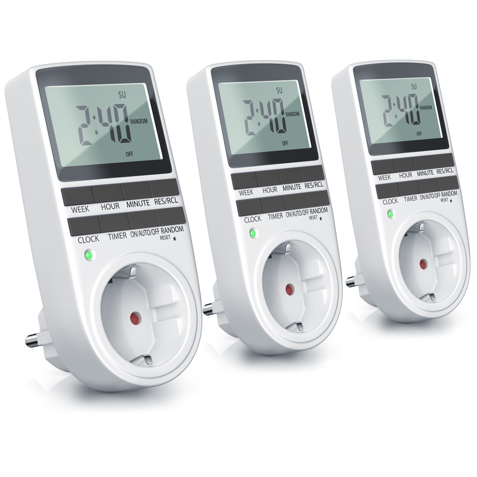 BEARWARE 3x Zeitschaltuhr LCD-Display / 3680W / 10 konfigurierbare Programme