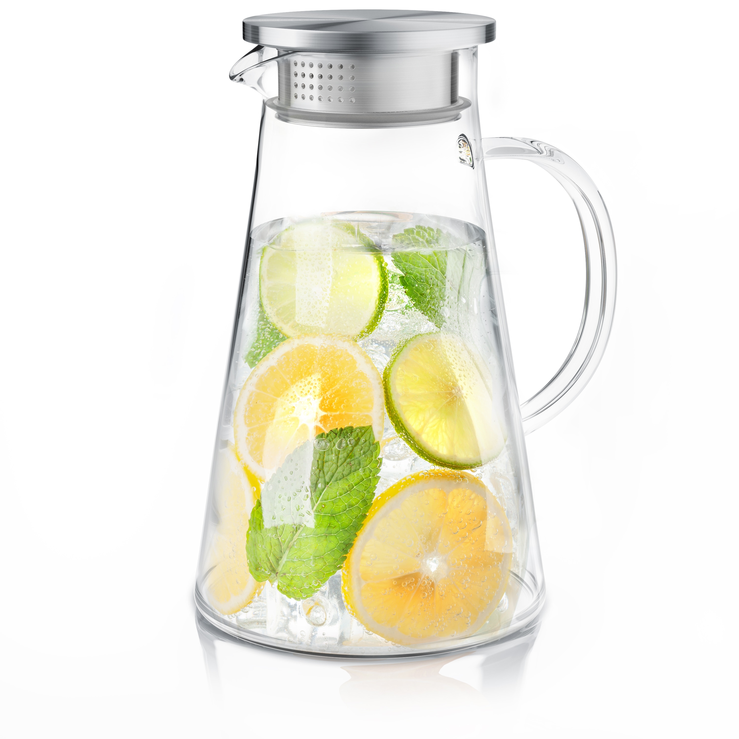 Arendo Glaskaraffe 1900 ml, Edelstahl-Deckel, hitze- und k&auml;ltebest&auml;ndig, BPA frei - Bild 1