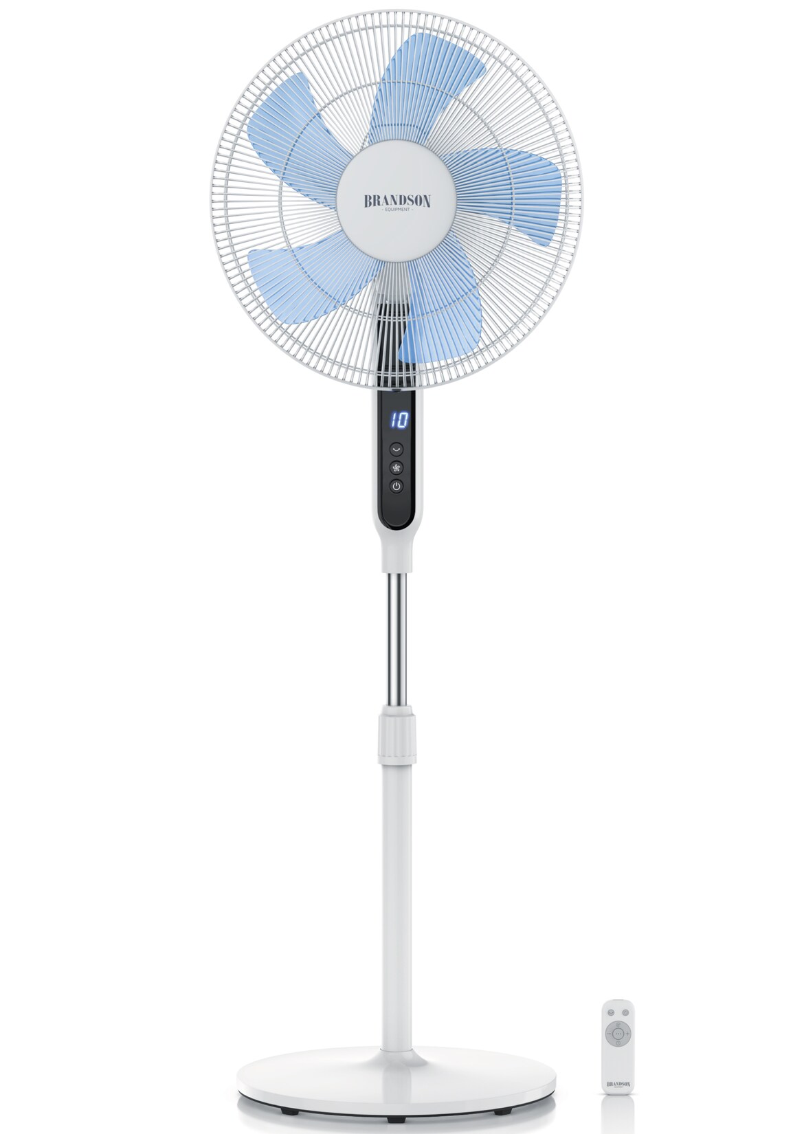 Brandson Standventilator Ventilator mit DC Motor & Fernbedienung, energiesparend ECO, Timer, 43,5 cm Durchmesser, Brushless Motor, sehr leise, 80° Oszillation, 12 Stufen, LED Display | 04062861821817