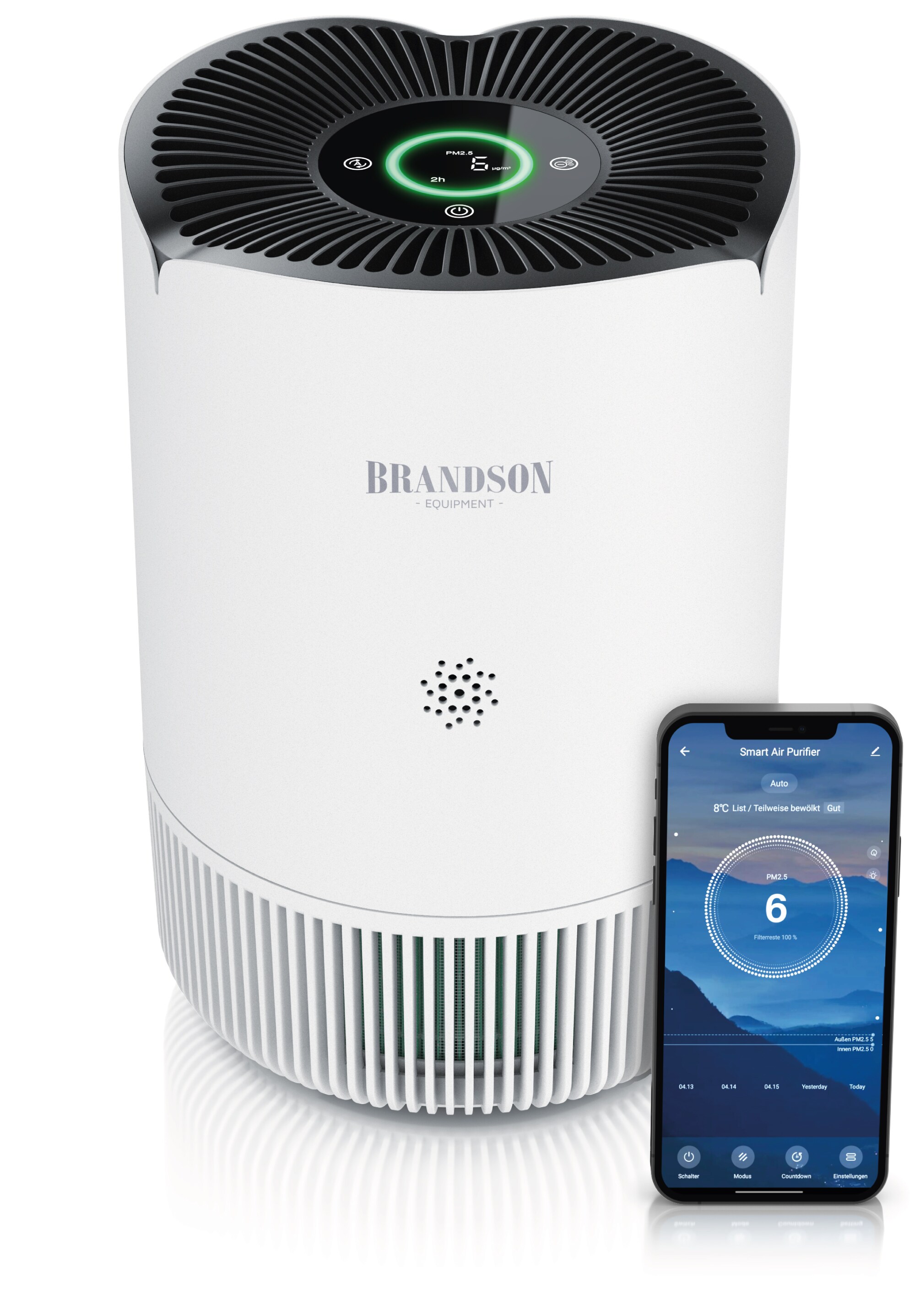 Brandson Luftreiniger HEPA Aktivkohlefilter, Smart Home App, Air Purifier 158 m&sup3;/h, Allergiker geeignet, leise, 45 m&sup2; - Bild 1