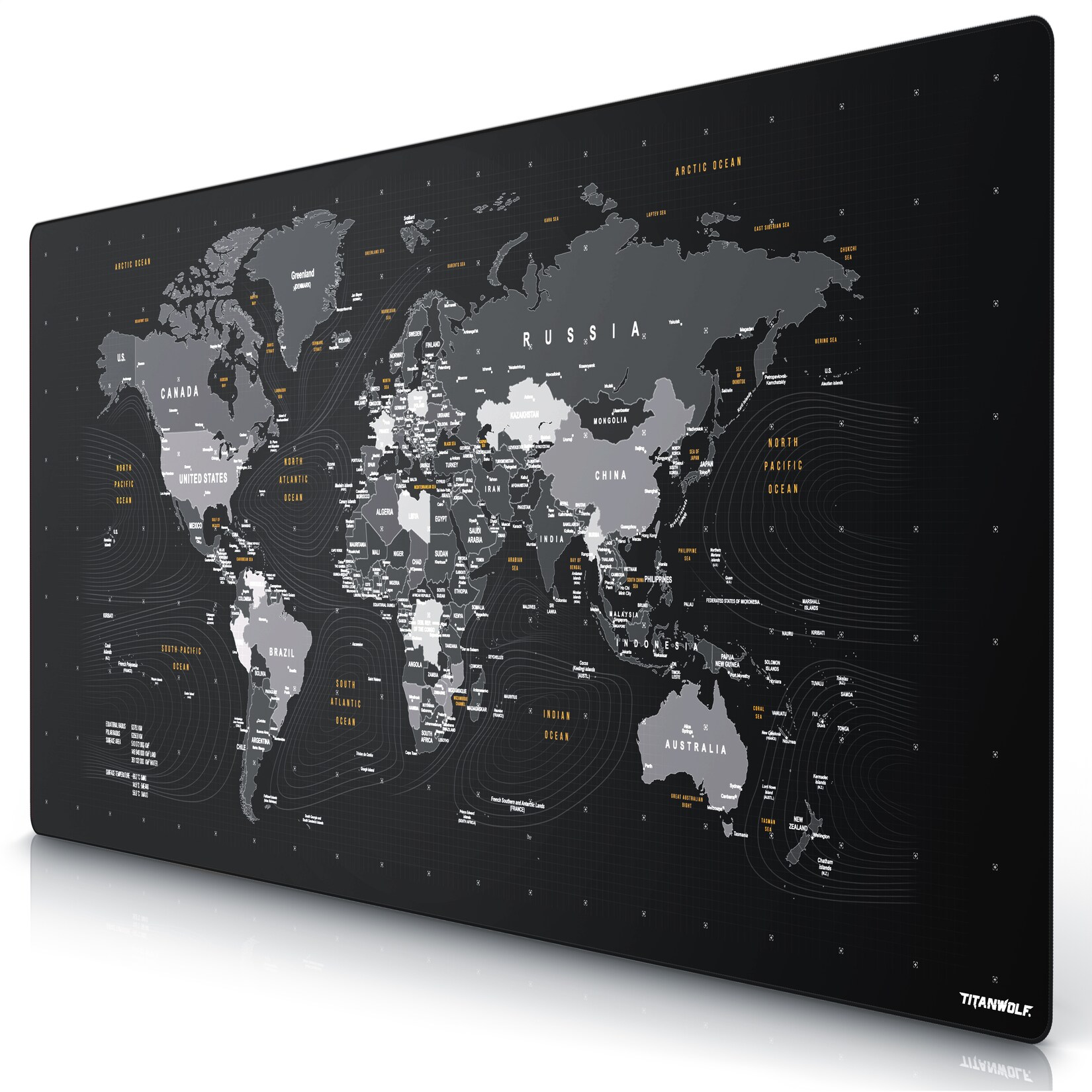 Titanwolf Gaming Mauspad XXXL 1800×800 mm, Speed Mousepad, Weltkarte Motiv, abwaschbar, rutschfest | 04062861825969
