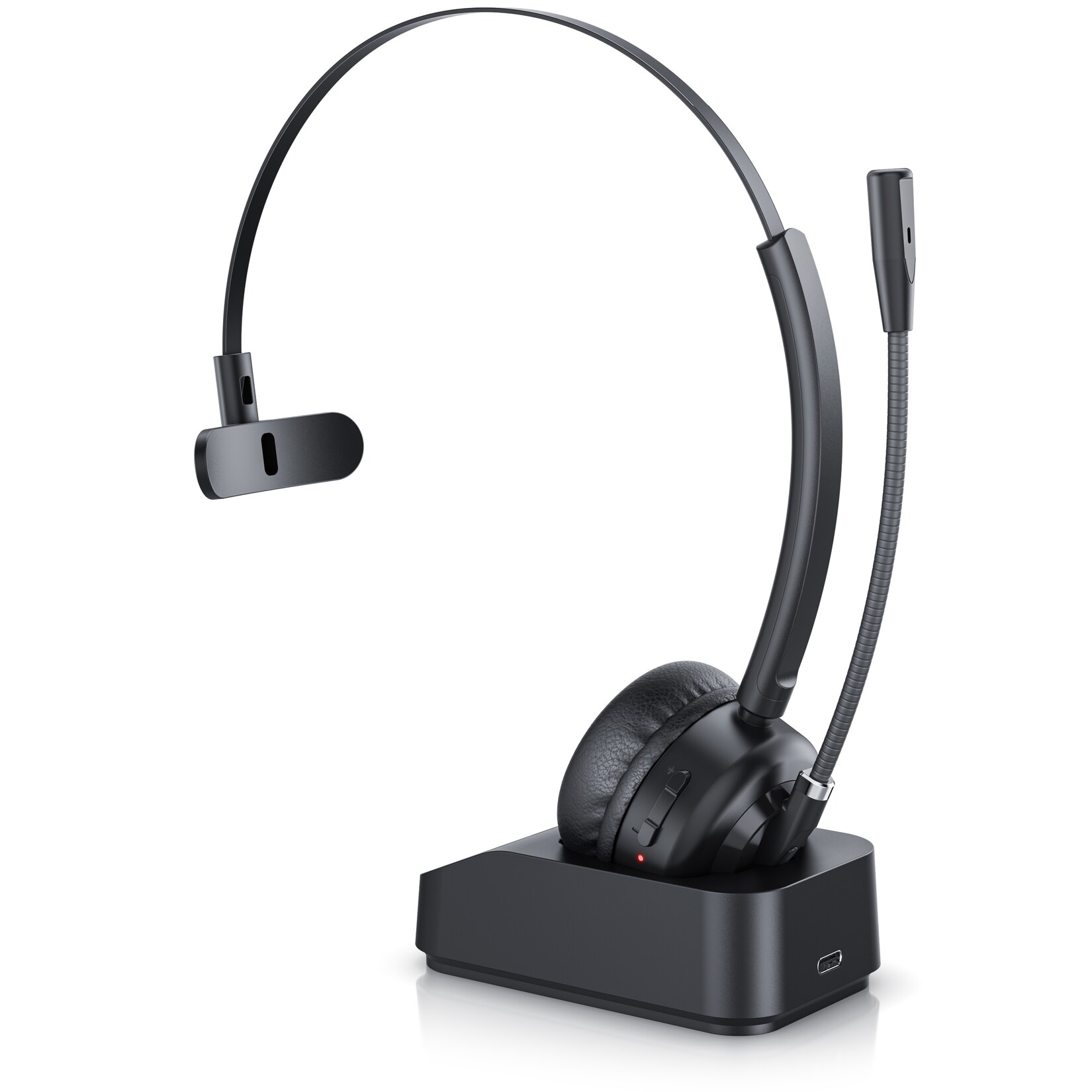 CSL Bluetooth Headset BT 5.3, Mikrofon, Noise Cancelling, Multipoint, mit Ladestation, kabellos, für Smartphone & PC | 04062861823200