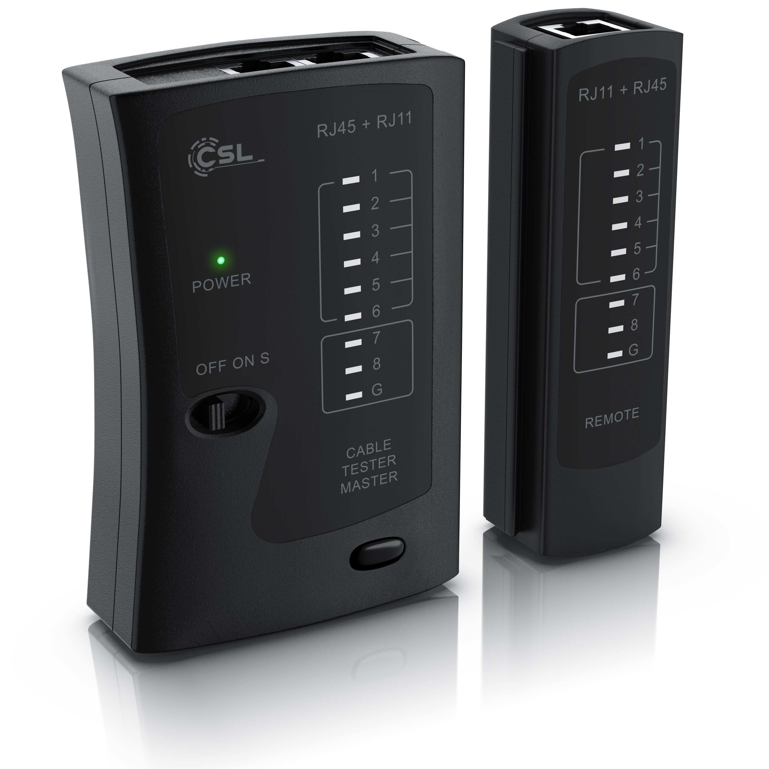 CSL Netzwerktester f&uuml;r RJ45 RJ11 Kabel, Leitungstester, Patchkabel Tester, Netzwerk-Adapter, f&uuml;r Wand & Boden - Bild 1