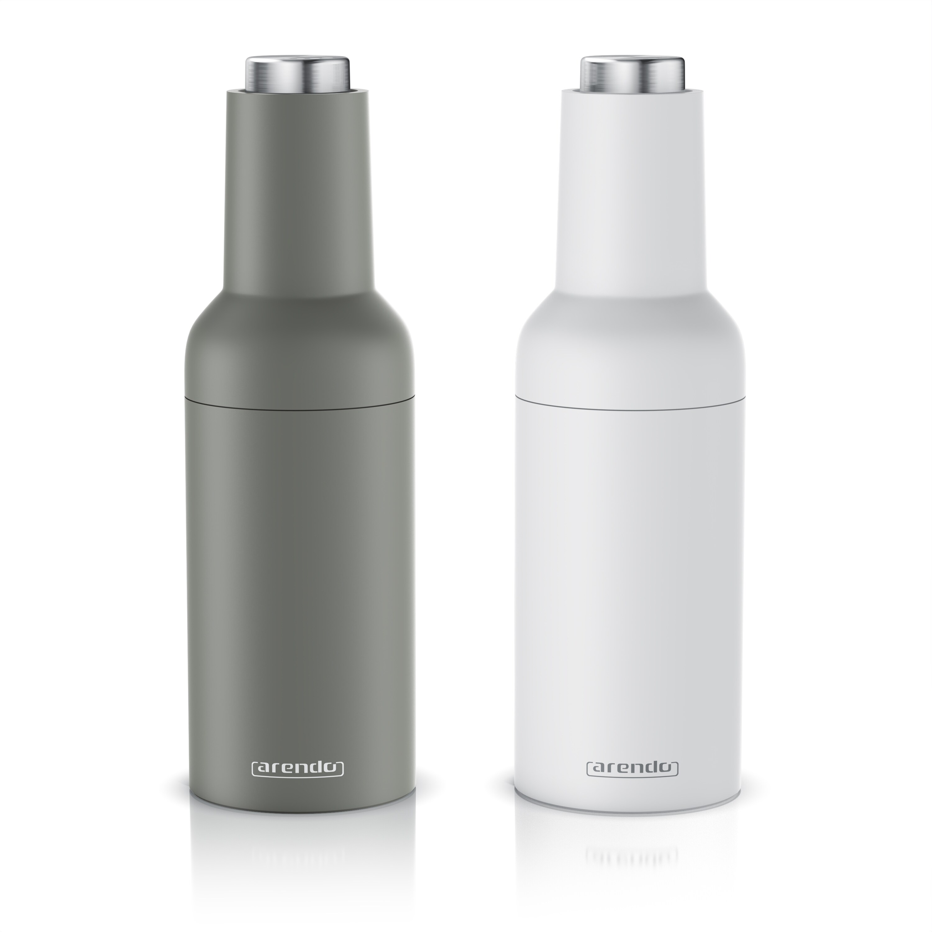 Arendo elektrische Salz- & Pfefferm&uuml;hle, wei&szlig;/grau, Batterie, LED-Licht, Keramikmahlwerk, einstellbar - Bild 1