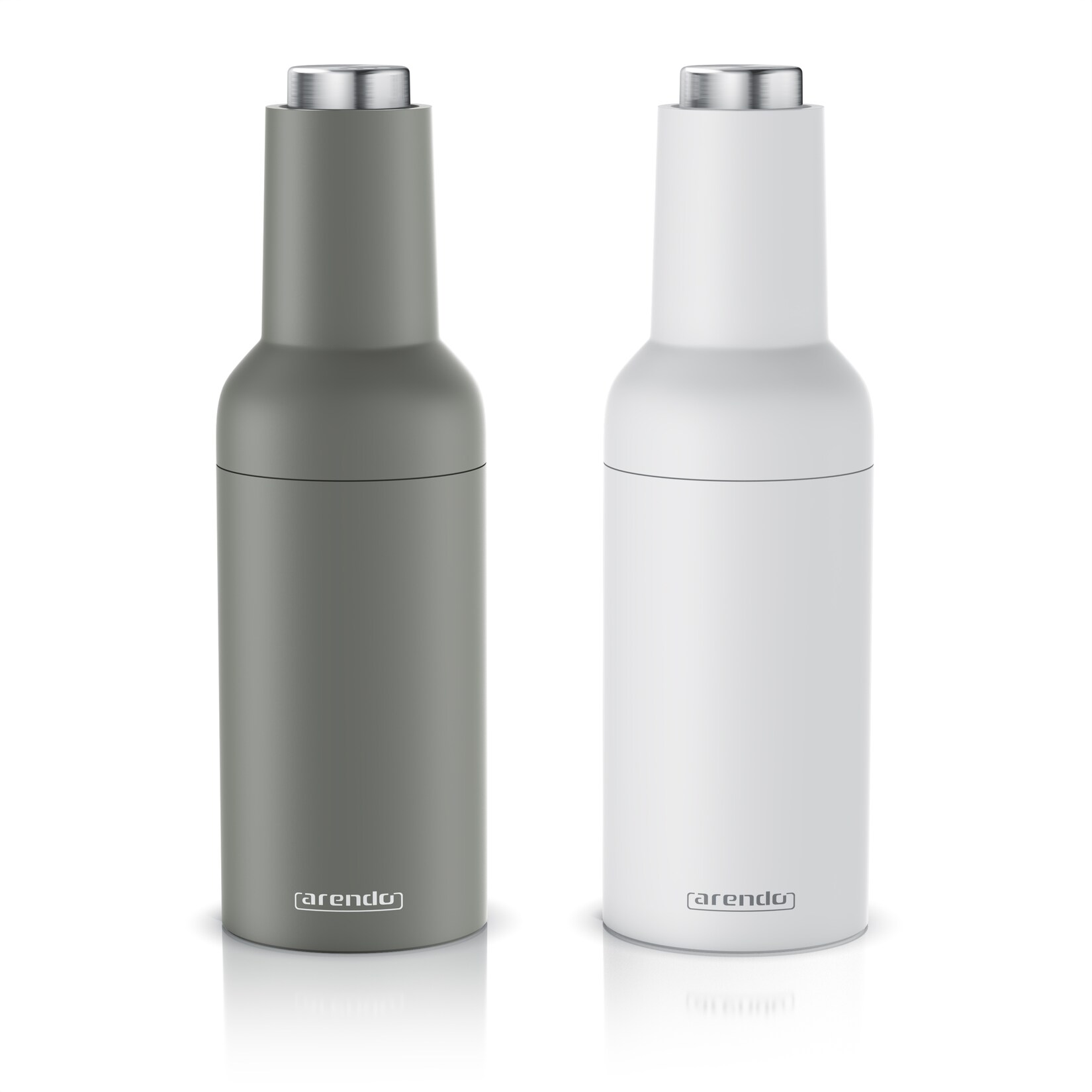 Arendo elektrische Salz- & Pfeffermühle, weiß/grau, Batterie, LED-Licht, Keramikmahlwerk, einstellbar | 04062861825747