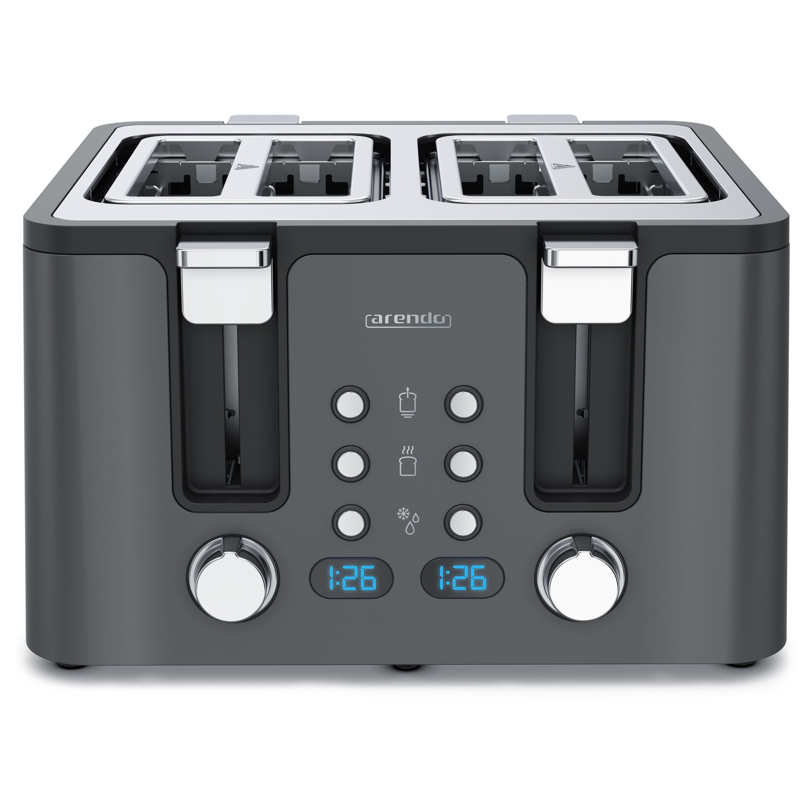 Arendo Toaster, 4 kurze Schlitze, für 4 Scheiben, 1750 W, Automatik, Edelstahl, Wärmeisolierendes Doppelwandgehäuse