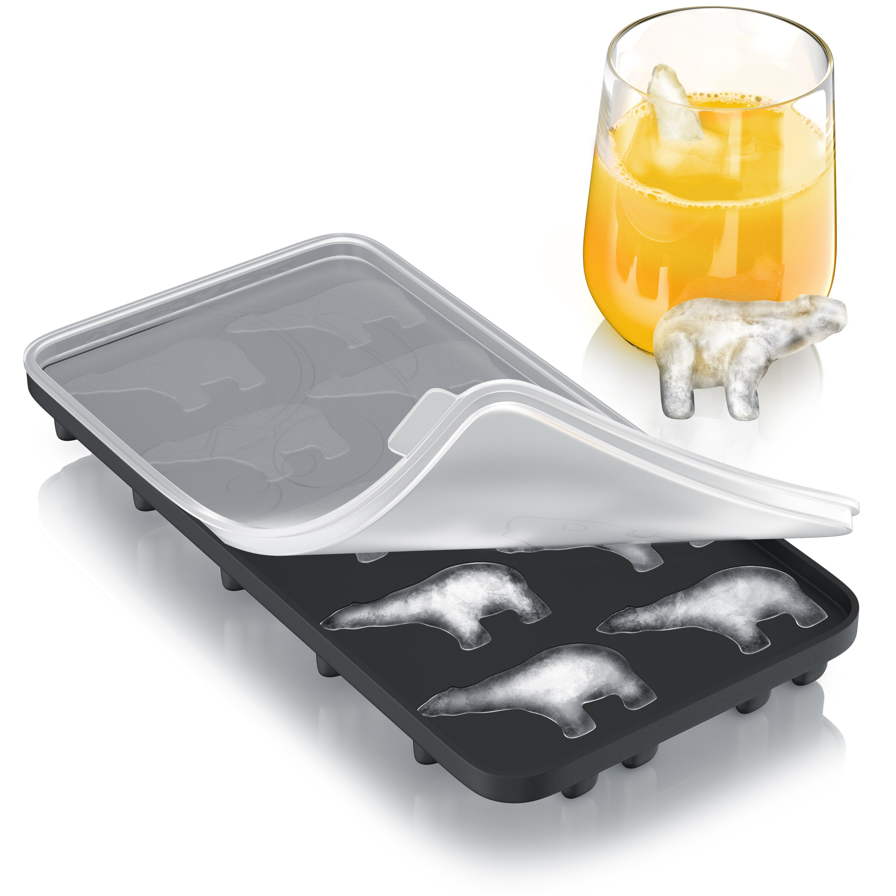 Arendo Eisw&uuml;rfelform 10x Eisb&auml;renform zehnfach, temperaturbest&auml;ndig, bis -40&deg;C, (1-tlg), leicht zu l&ouml;sen, f&uuml;r Cocktails, Obstsaft, Whisky - Bild 1