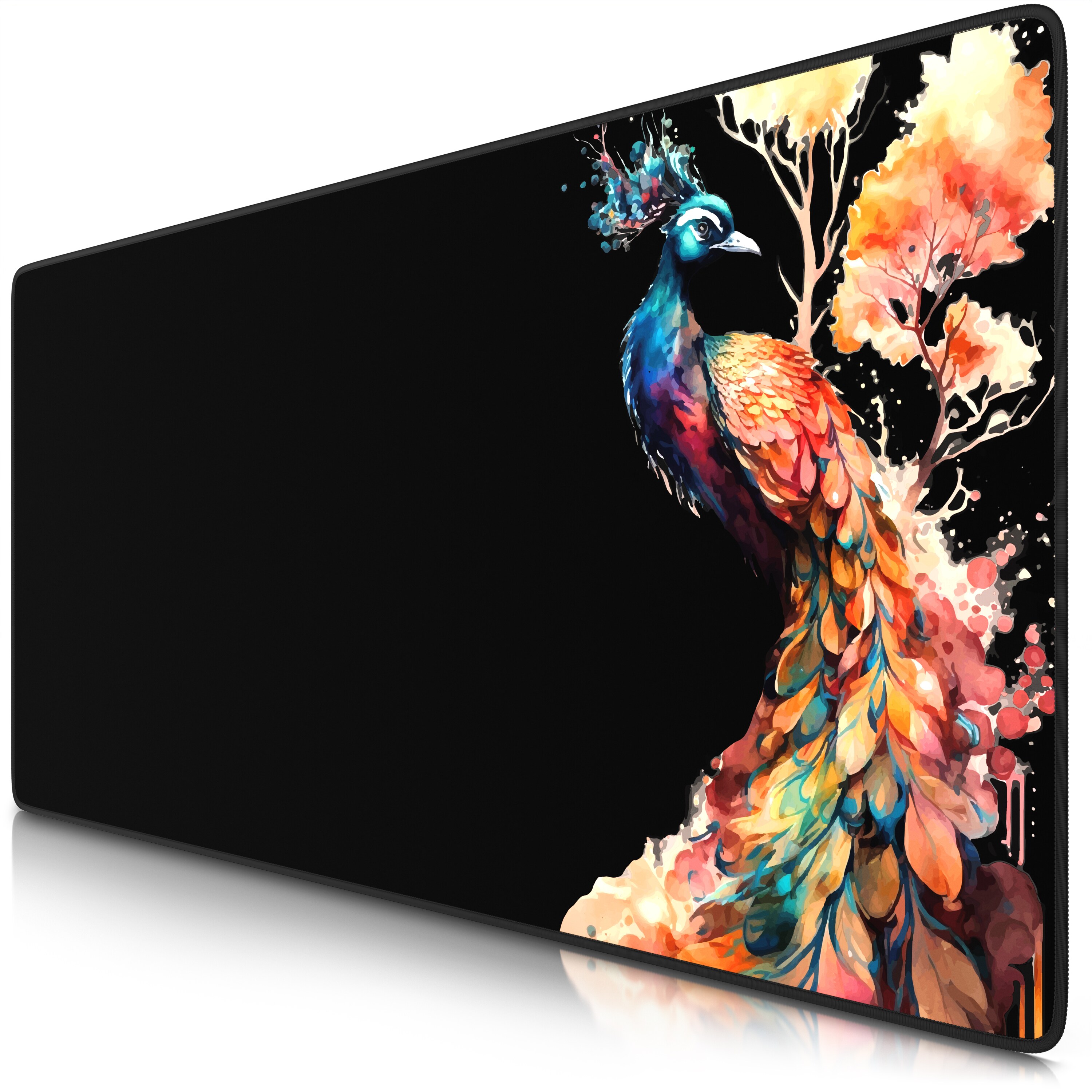 Titanwolf Gaming Mauspad XXL Speed Gaming Mousepad 900x400 mm, Deskpad, rutschfest & abwaschbare R&uuml;ckseite, f&uuml;r Speed & Pr&auml;zision, Black Peacock - Bild 1