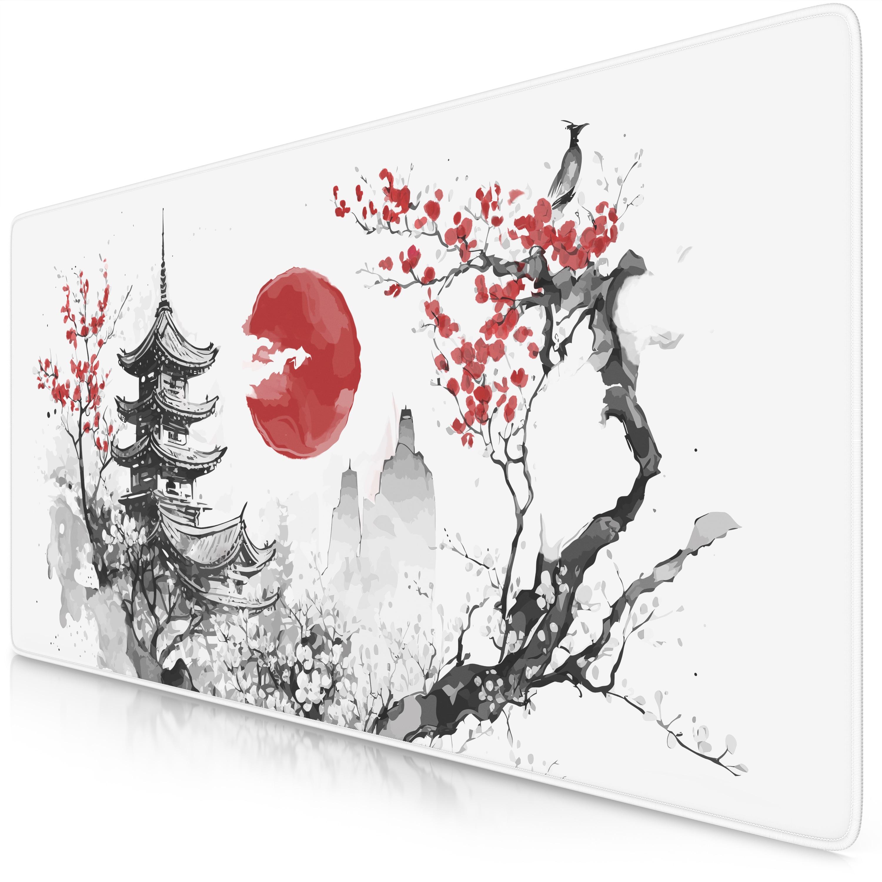 Titanwolf Gaming Mauspad XXL Speed Gaming Mousepad 900x400 mm, Deskpad, rutschfest & abwaschbare R&uuml;ckseite, f&uuml;r Speed & Pr&auml;zision, Japan Ink Painting - Bild 1