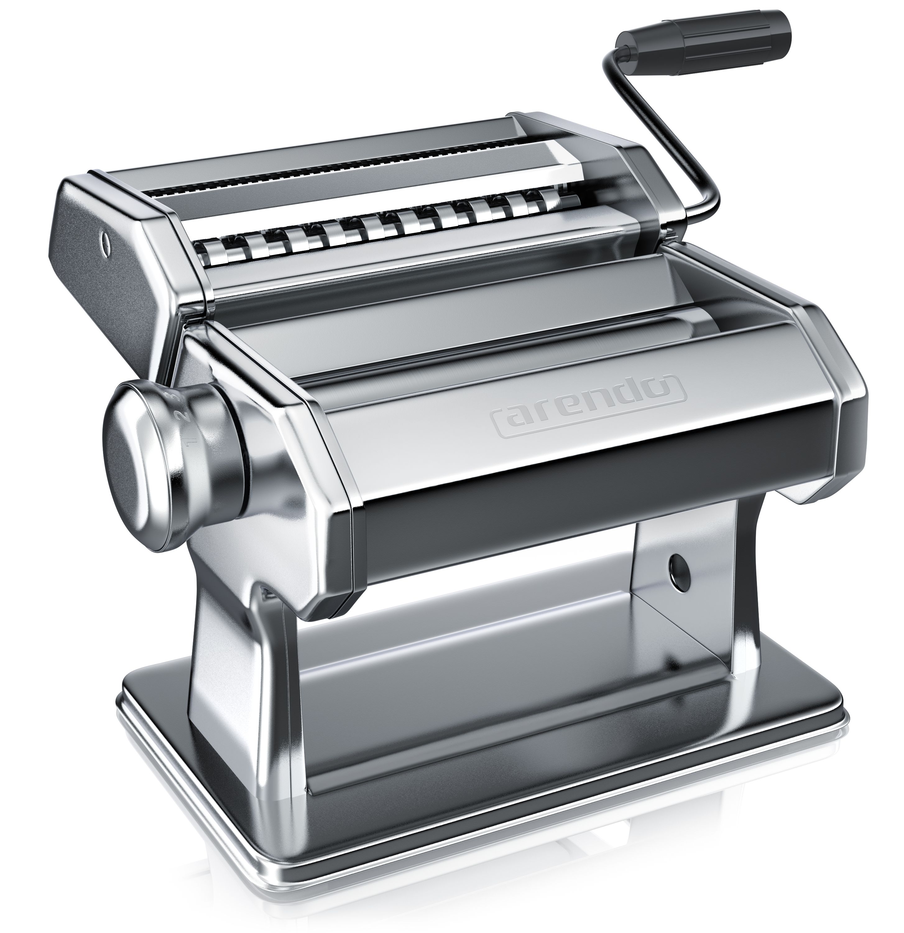 Arendo Nudelmaschine Manueller Pasta Maker, Edelstahl, Nudelpresse, 7 einstellbare St&auml;rken, Duplexvorsatz f&uuml;r Spaghetti, Tagliatelle, Lasagne - 2mm und 6mm - Bild 1