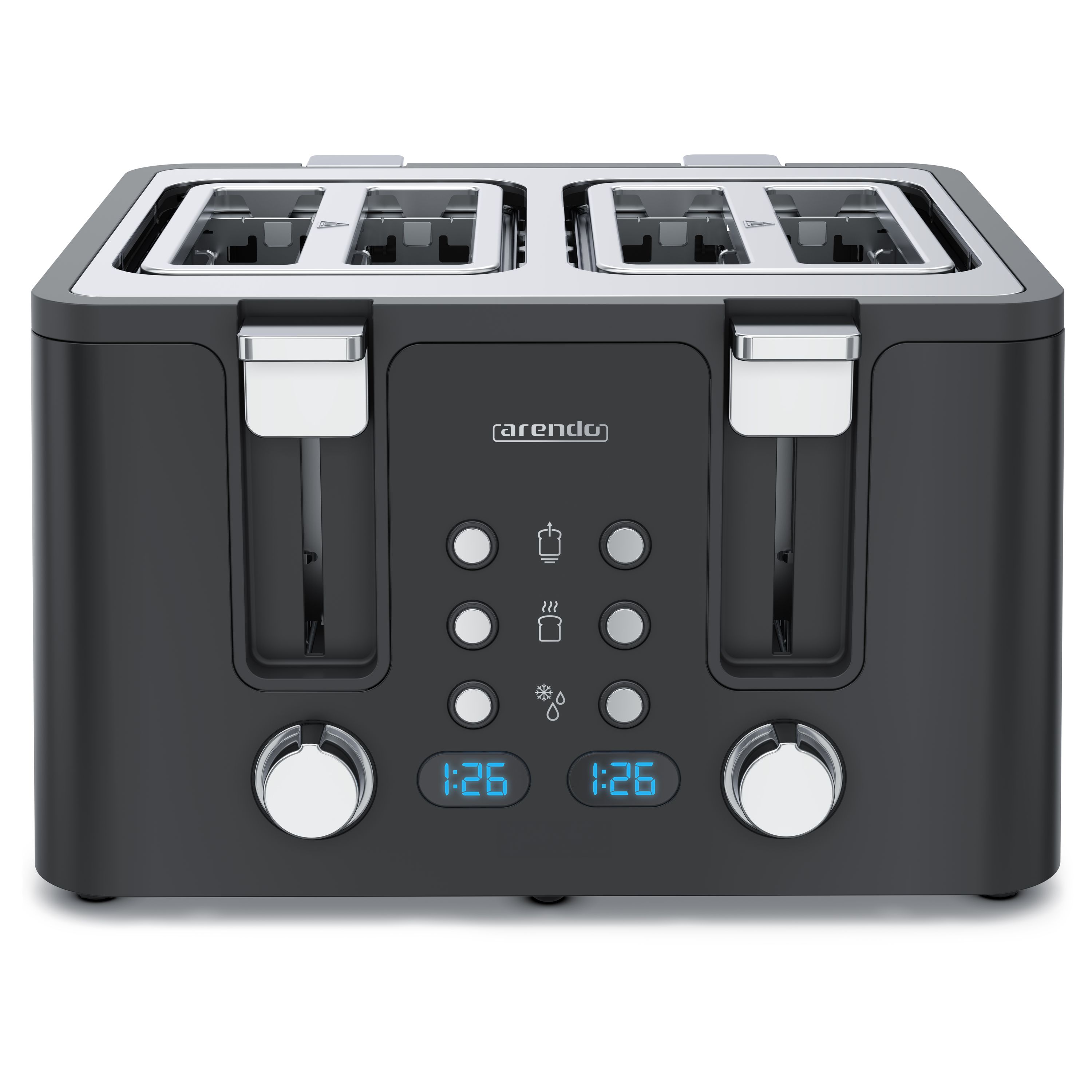 Arendo Toaster, 4 kurze Schlitze, f&uuml;r 4 Scheiben, 1750 W, Automatik, Edelstahl, W&auml;rmeisolierendes Doppelwandgeh&auml;use - Bild 1