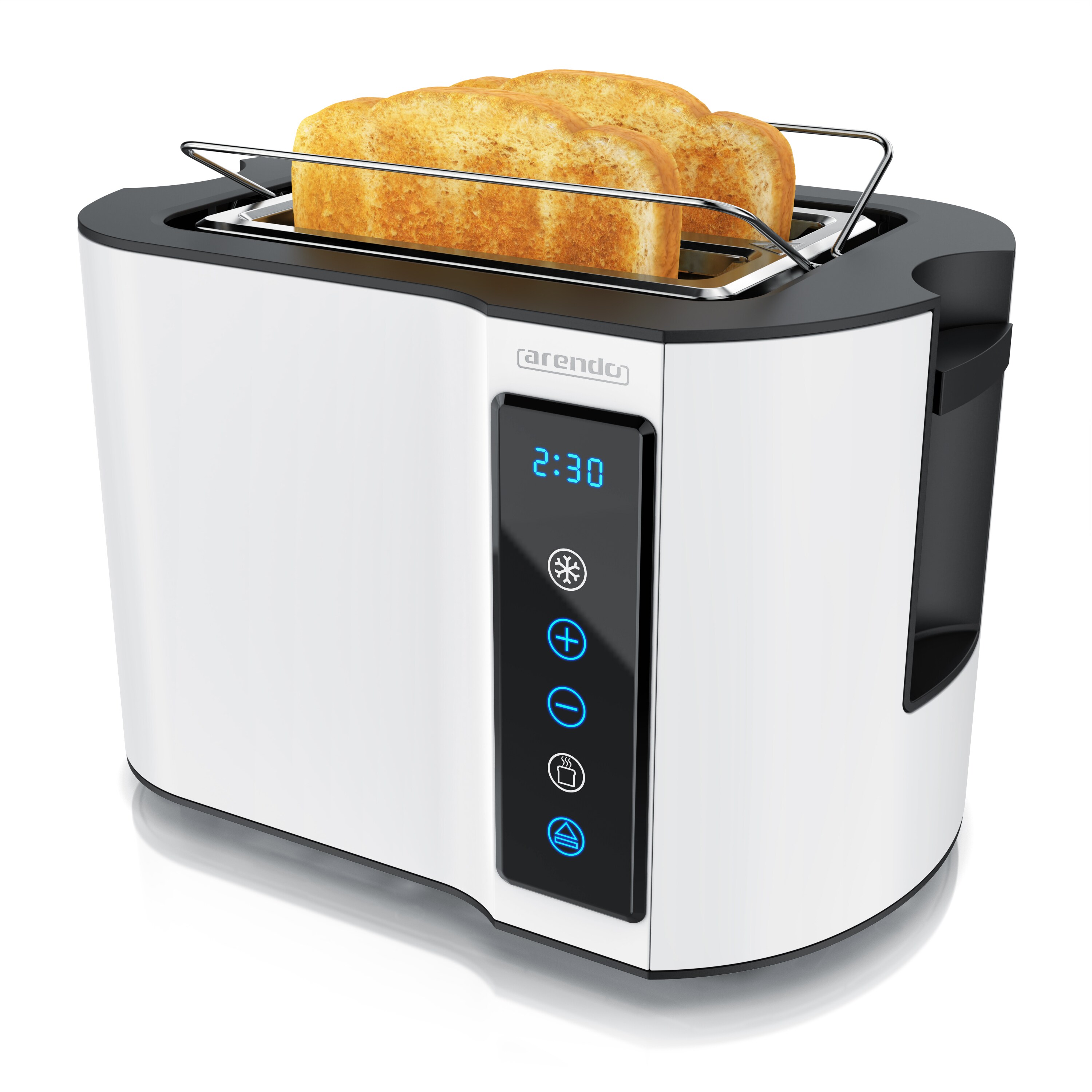 Arendo Toaster W&auml;rmeisoliertes Doppelwandgeh&auml;use, Display mit Restzeitanzeige, 2 kurze Schlitze, f&uuml;r 2 Scheiben, 800 W, Touchpanel, Br&ouml;tchenaufsatz, 7 Br&auml;unungsgrade, Brotscheibenzentrierung - Bild 1