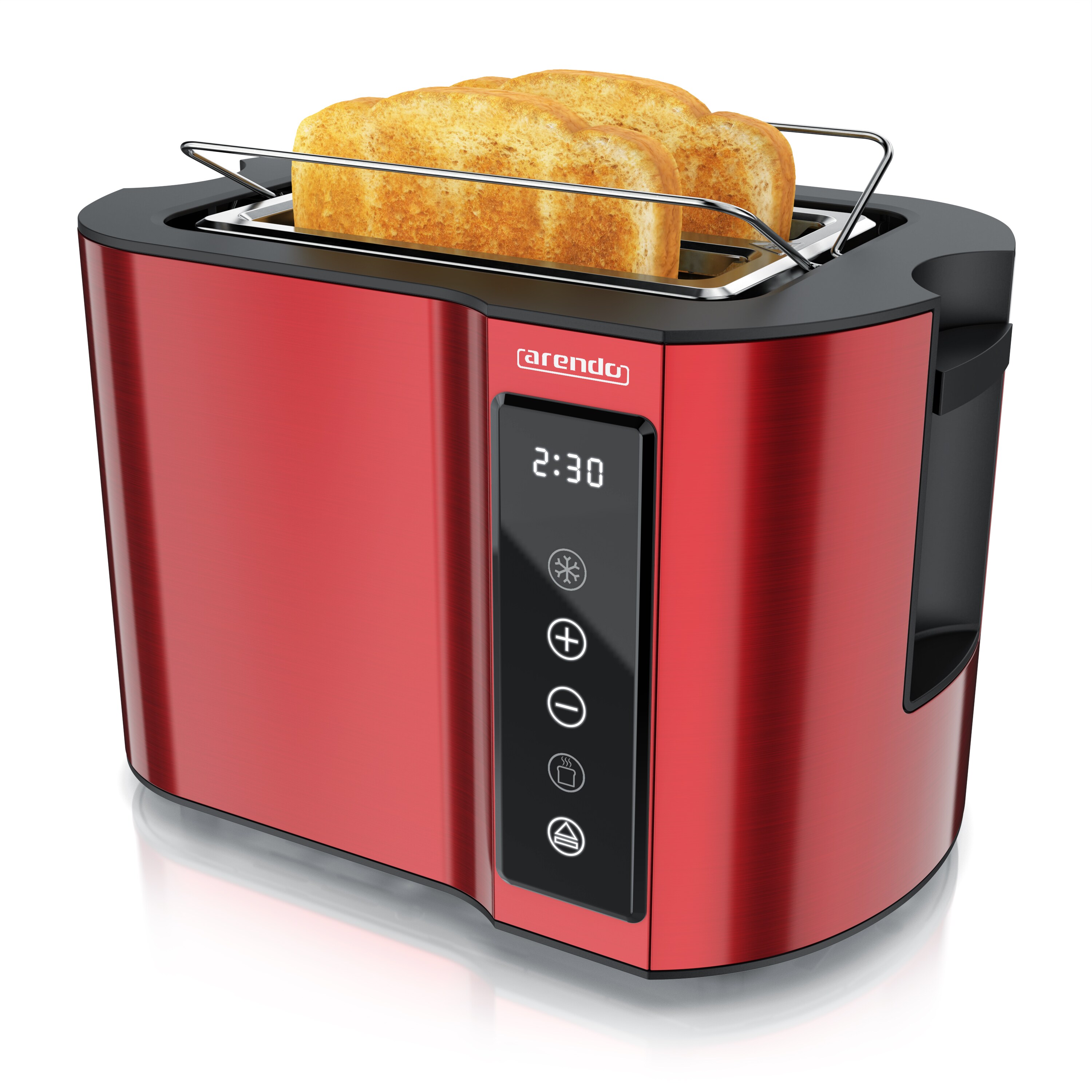 Arendo Toaster W&auml;rmeisoliertes Doppelwandgeh&auml;use, Display mit Restzeitanzeige, 2 kurze Schlitze, f&uuml;r 2 Scheiben, 800 W, Touchpanel, Br&ouml;tchenaufsatz, 7 Br&auml;unungsgrade, Brotscheibenzentrierung - Bild 1
