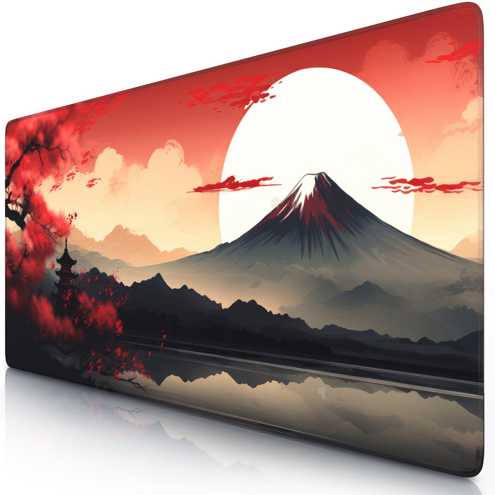 Titanwolf Gaming Mauspad XXL Speed Gaming Mousepad 900×400 mm, Deskpad, rutschfest & abwaschbare Rückseite, für Speed & Präzision, Japan Sunset 2 | 04062861826386