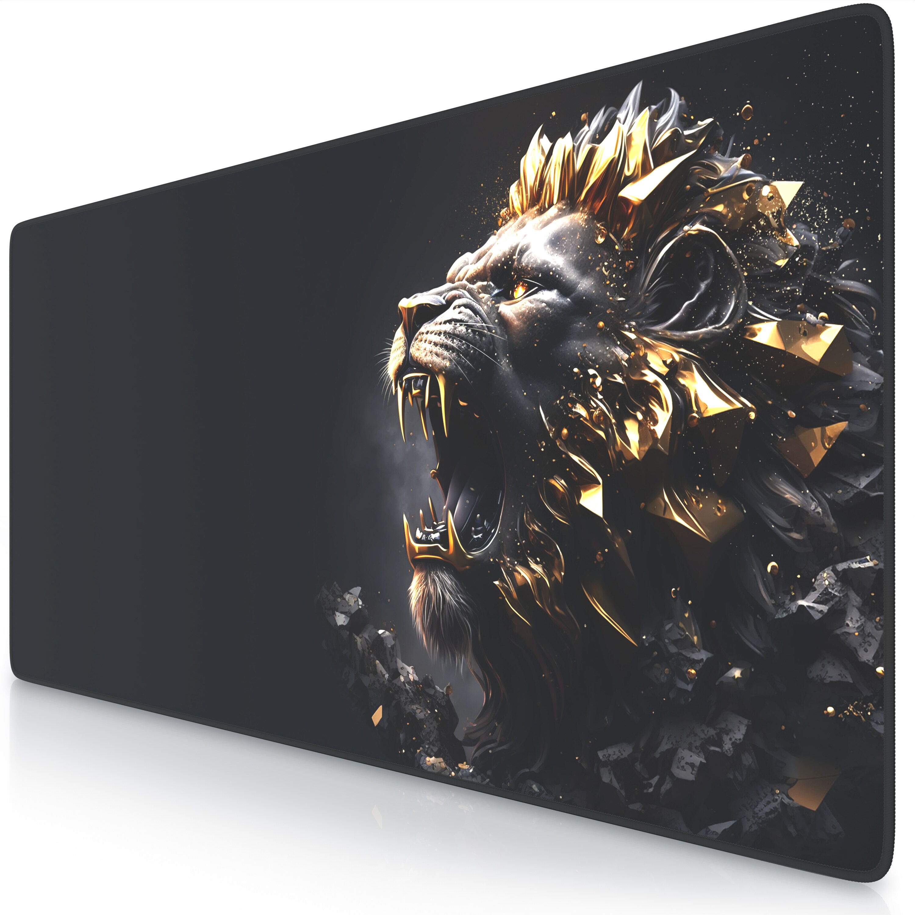 Titanwolf Gaming Mauspad XXL Speed Gaming Mousepad 900x400 mm, Deskpad, rutschfest & abwaschbare R&uuml;ckseite, f&uuml;r Speed & Pr&auml;zision, Gold Lion - Bild 1