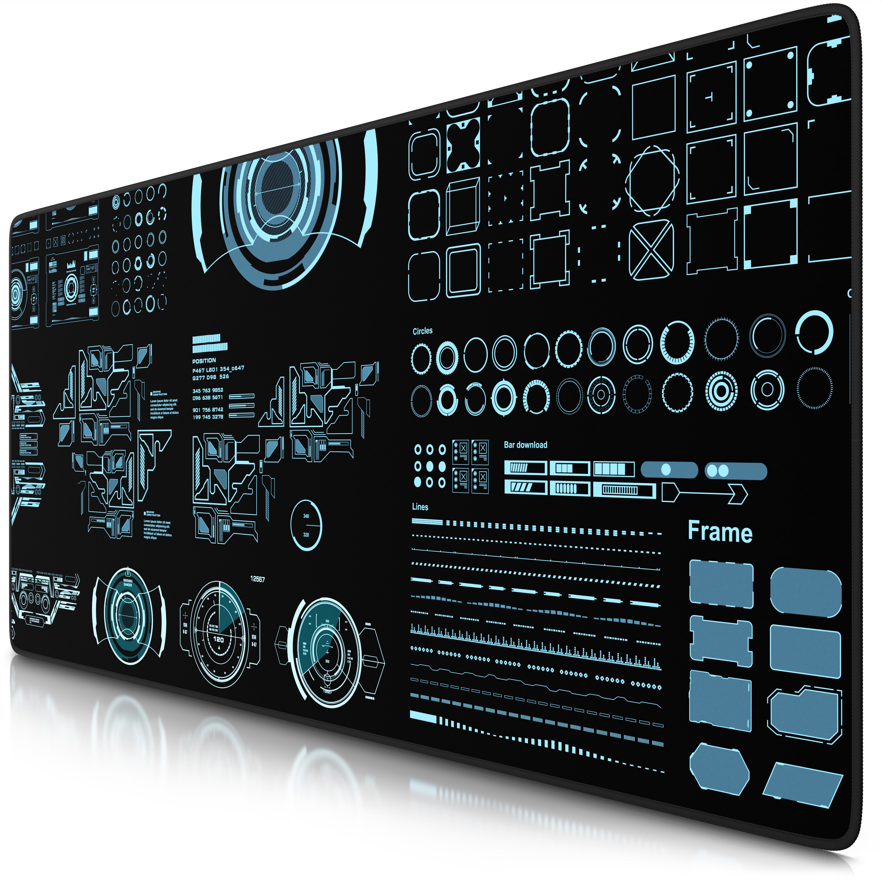 Titanwolf Gaming Mauspad XXL Speed Gaming Mousepad 900x400 mm, Deskpad, rutschfest & abwaschbare R&uuml;ckseite, f&uuml;r Speed & Pr&auml;zision, HUD Future - Bild 1