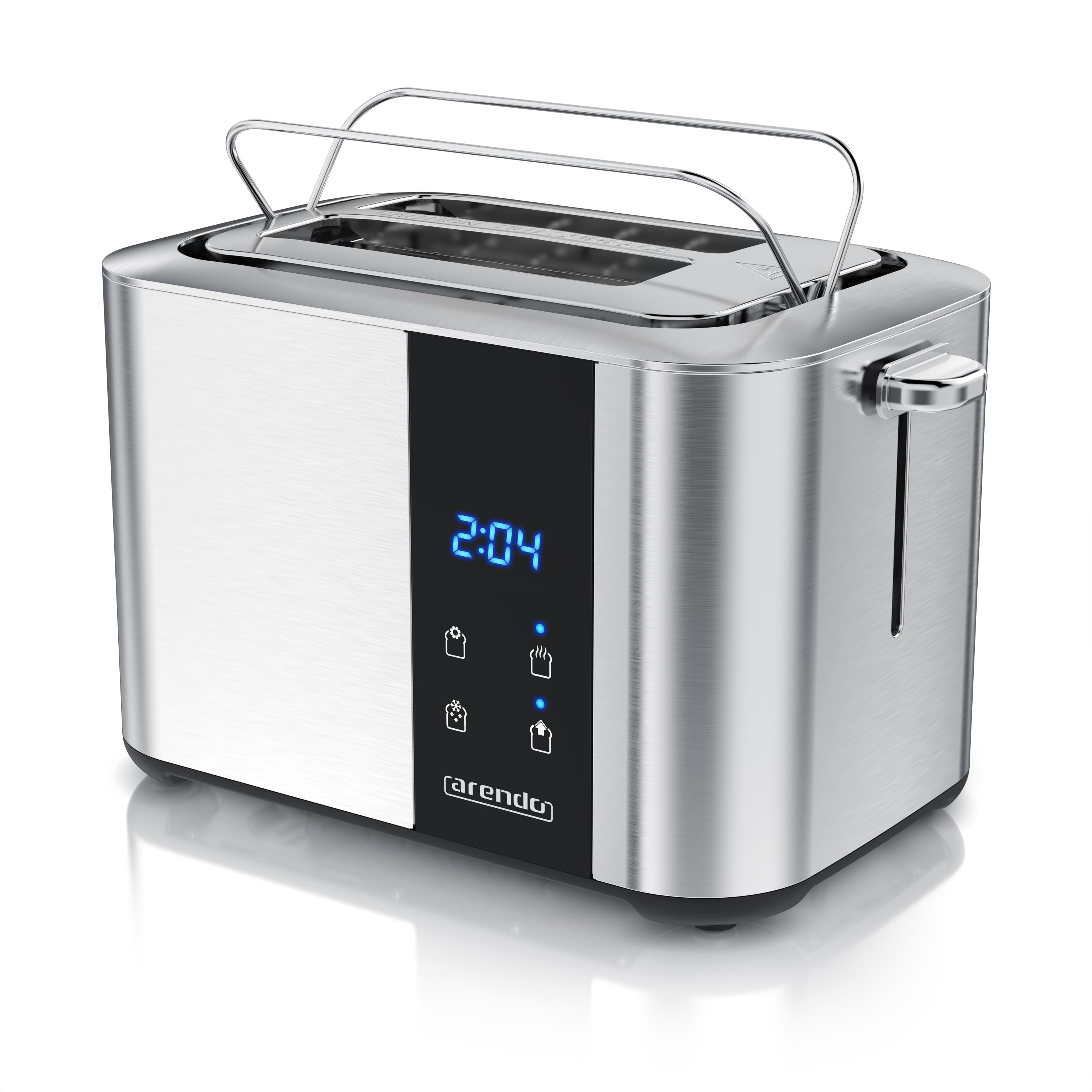 Arendo Toaster, Edelstahl, mit Br&ouml;tchenaufsatz, Display & Touch, w&auml;rmeisoliert, verschiedene Schlitze - Bild 1