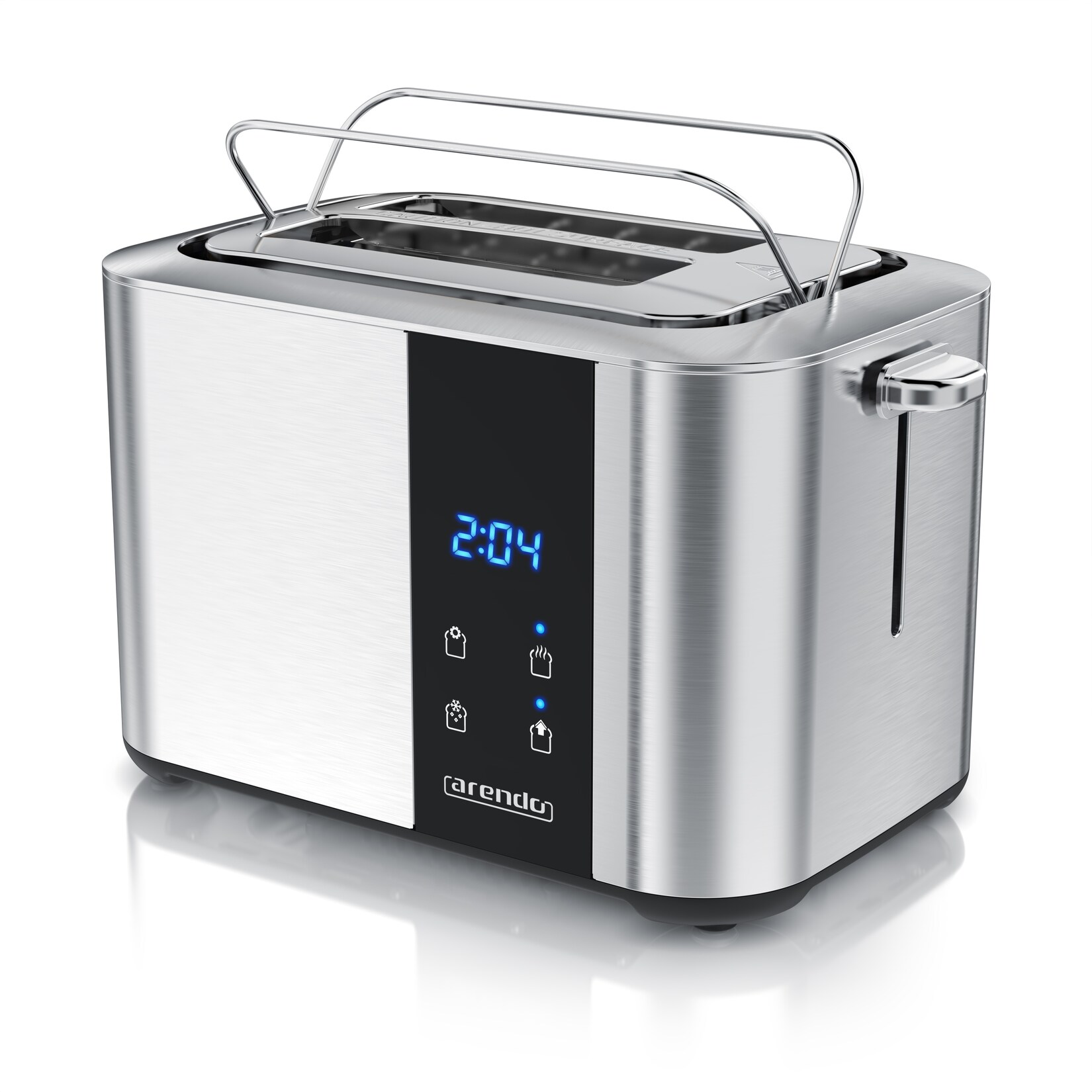 Arendo Toaster, Edelstahl, mit Brötchenaufsatz, Display & Touch, wärmeisoliert, verschiedene Schlitze | 04062861836071