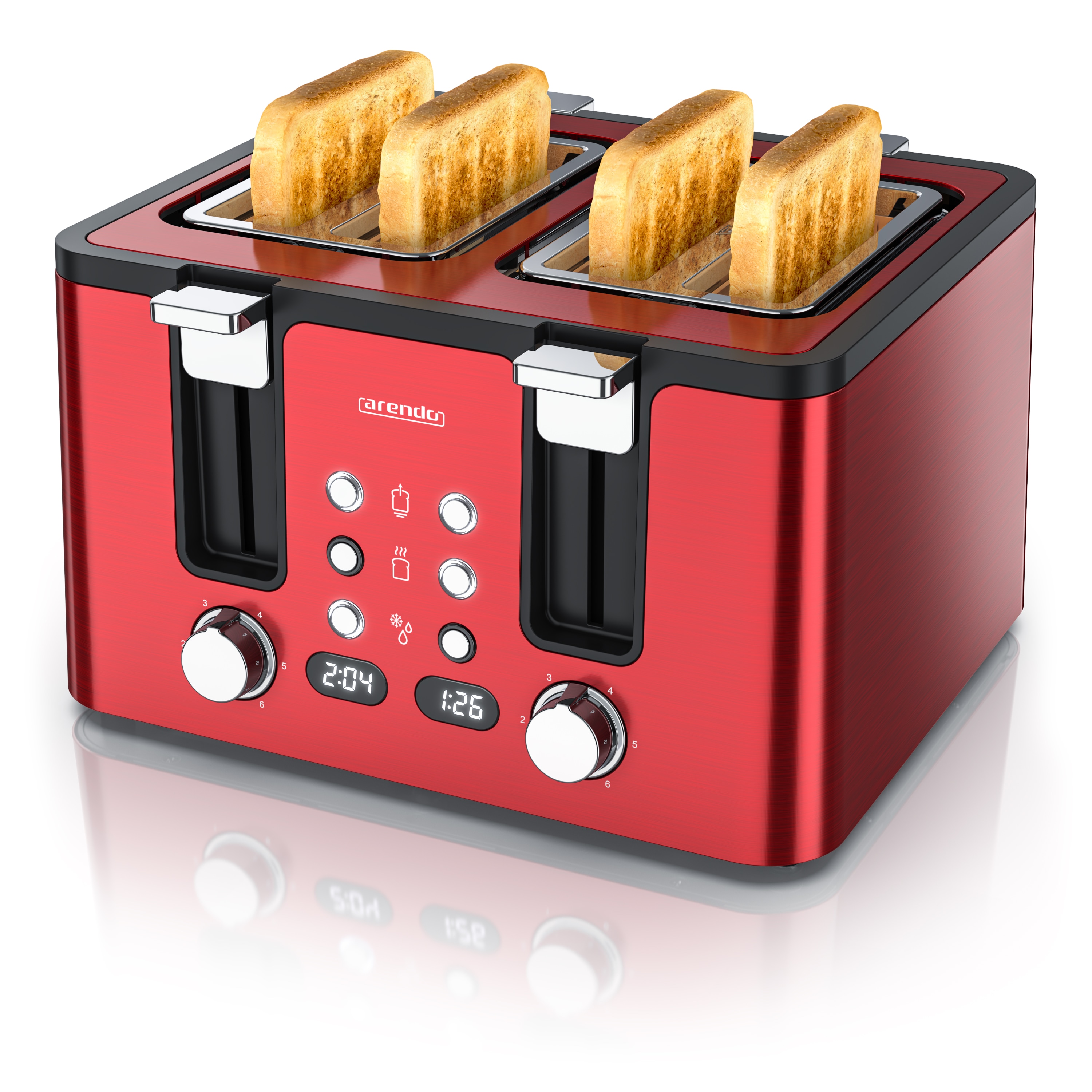 Arendo Toaster, Edelstahl, mit Br&ouml;tchenaufsatz, Display & Touch, w&auml;rmeisoliert, verschiedene Schlitze - Bild 1