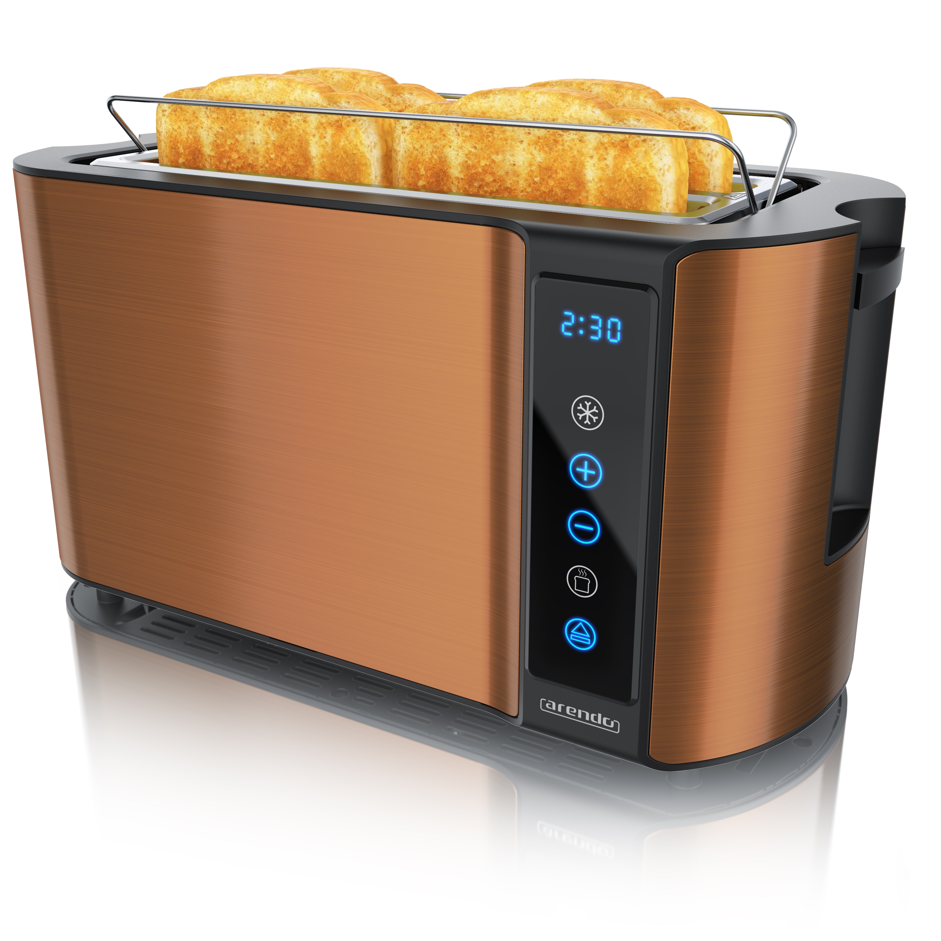 Arendo Toaster, Edelstahl, mit Br&ouml;tchenaufsatz, Display & Touch, w&auml;rmeisoliert, verschiedene Schlitze - Bild 1