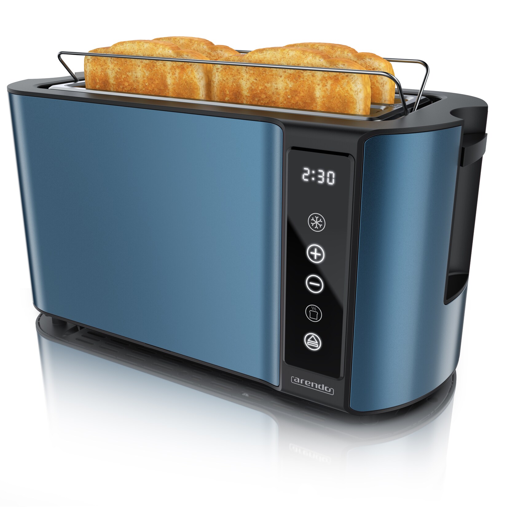 Arendo Toaster, Edelstahl, mit Brötchenaufsatz, Display & Touch, wärmeisoliert, verschiedene Schlitze | 04062861836286