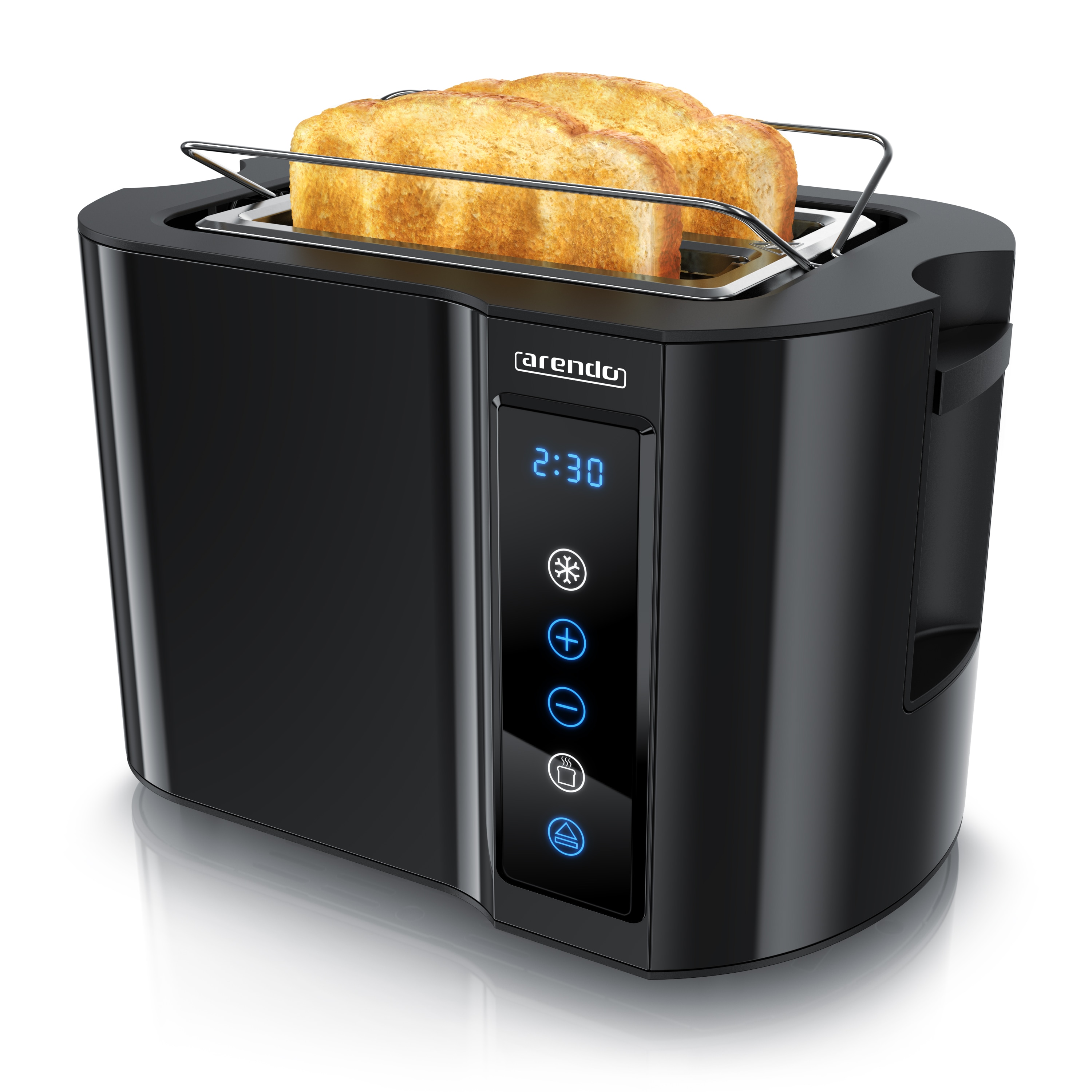 Arendo Toaster, Edelstahl, mit Br&ouml;tchenaufsatz, Display & Touch, w&auml;rmeisoliert, verschiedene Schlitze - Bild 1