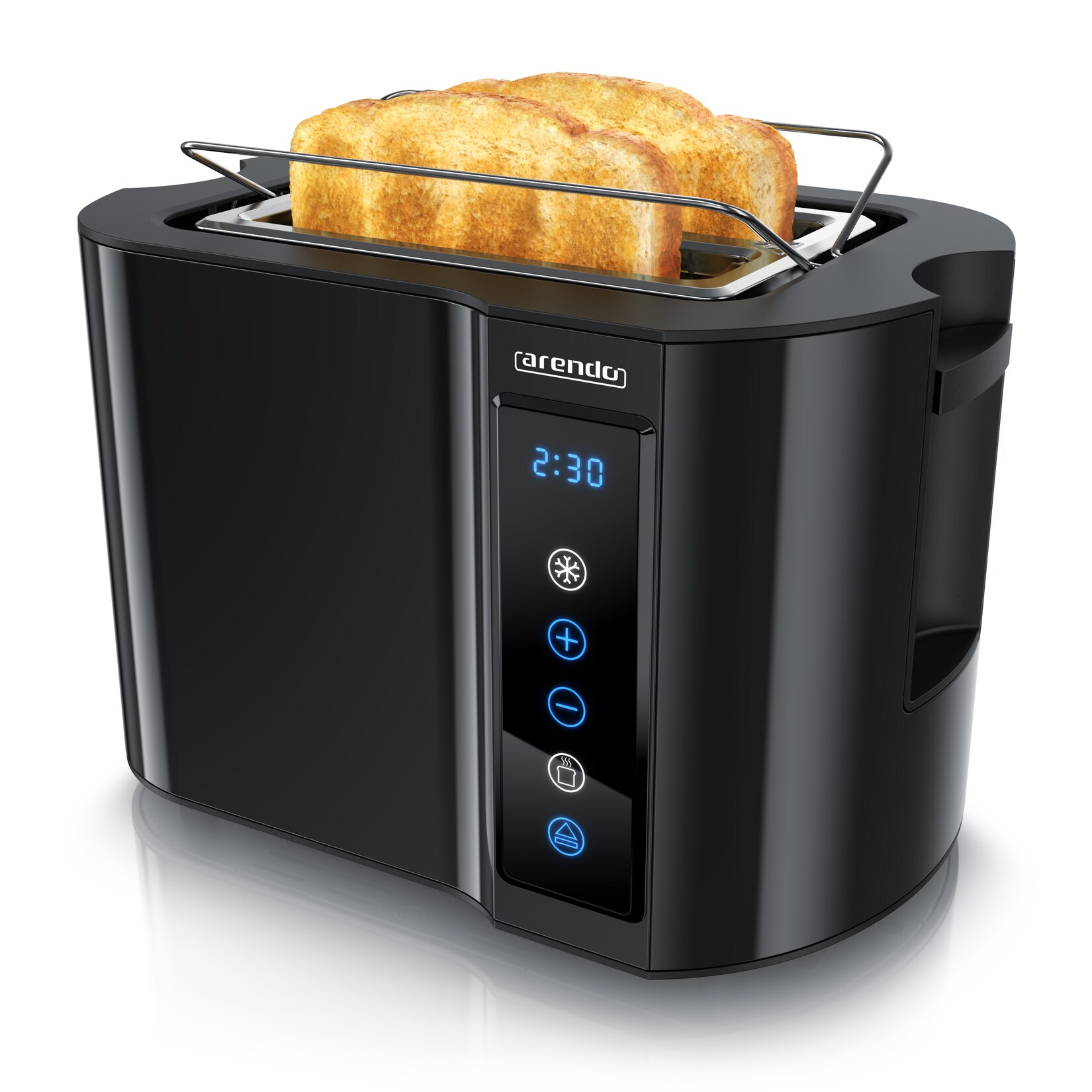 Arendo Toaster, Edelstahl, mit Brötchenaufsatz, Display & Touch, wärmeisoliert, verschiedene Schlitze | 04062861836255