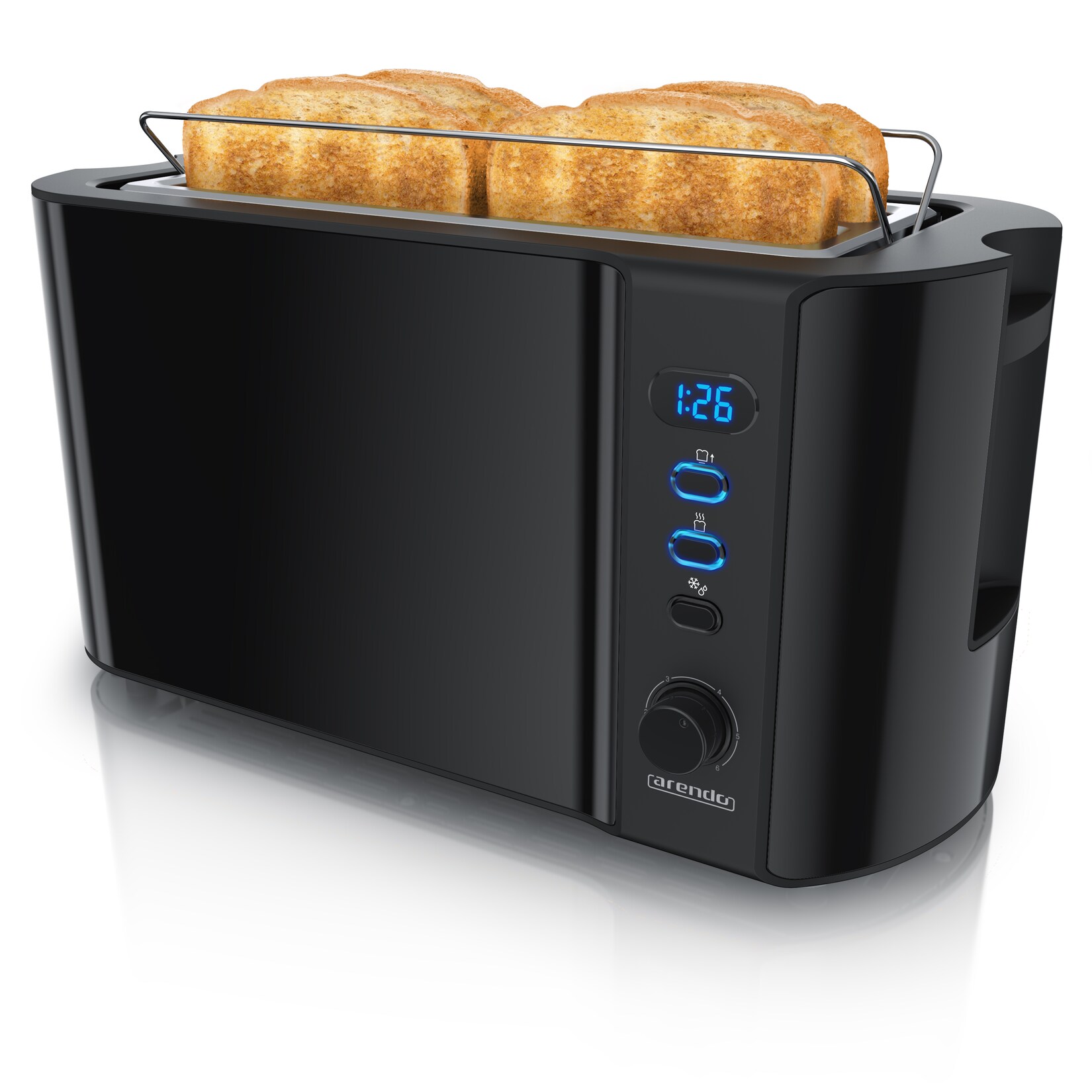 Arendo Toaster, Edelstahl, mit Brötchenaufsatz, Display & Touch, wärmeisoliert, verschiedene Schlitze
