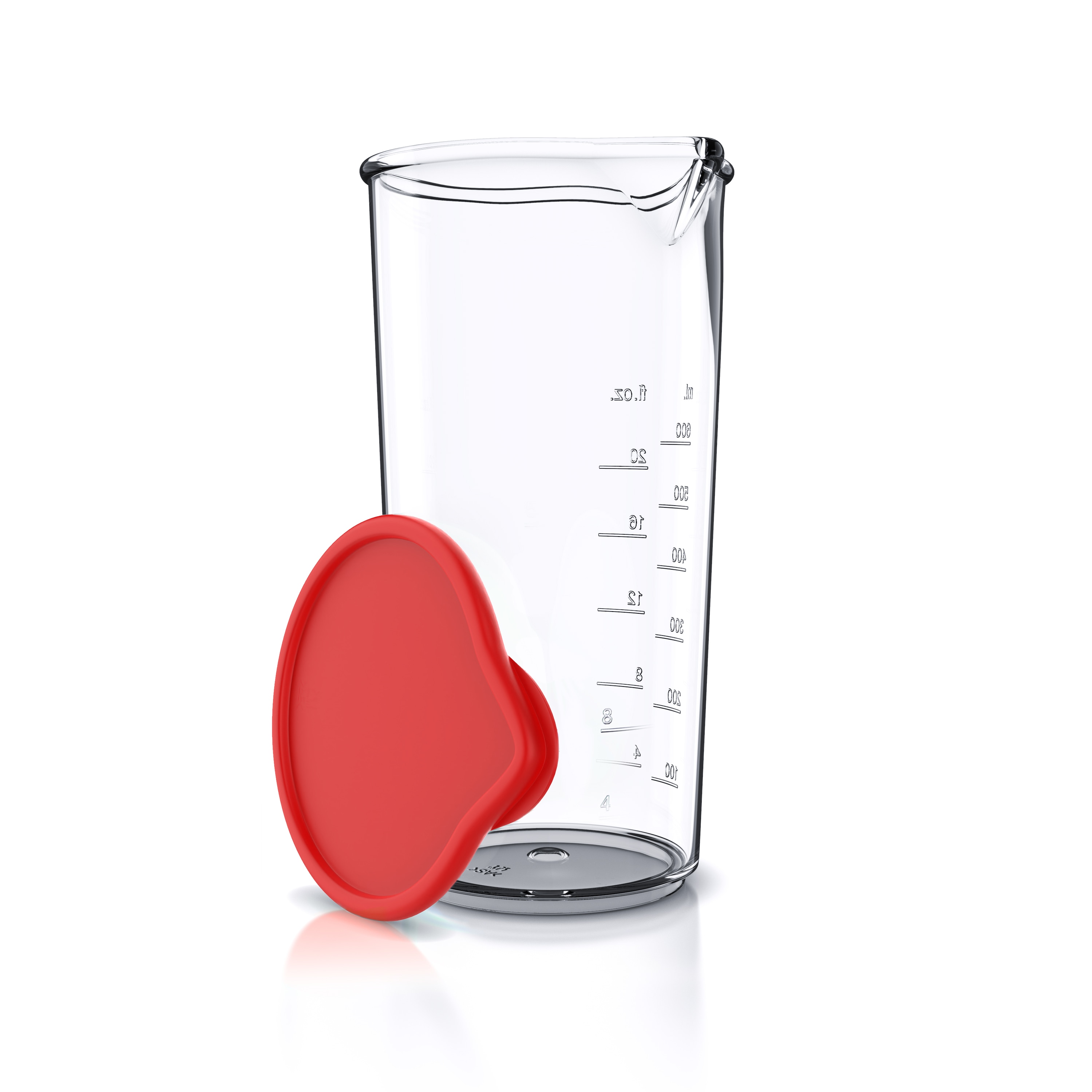Arendo Messbecher mit Deckel, 600 ml, 20 Unzen, Klarsichtbecher aus Kunststoff, ideal f&uuml;r Handmixer, Stabmixer, Handr&uuml;hrer - Bild 1