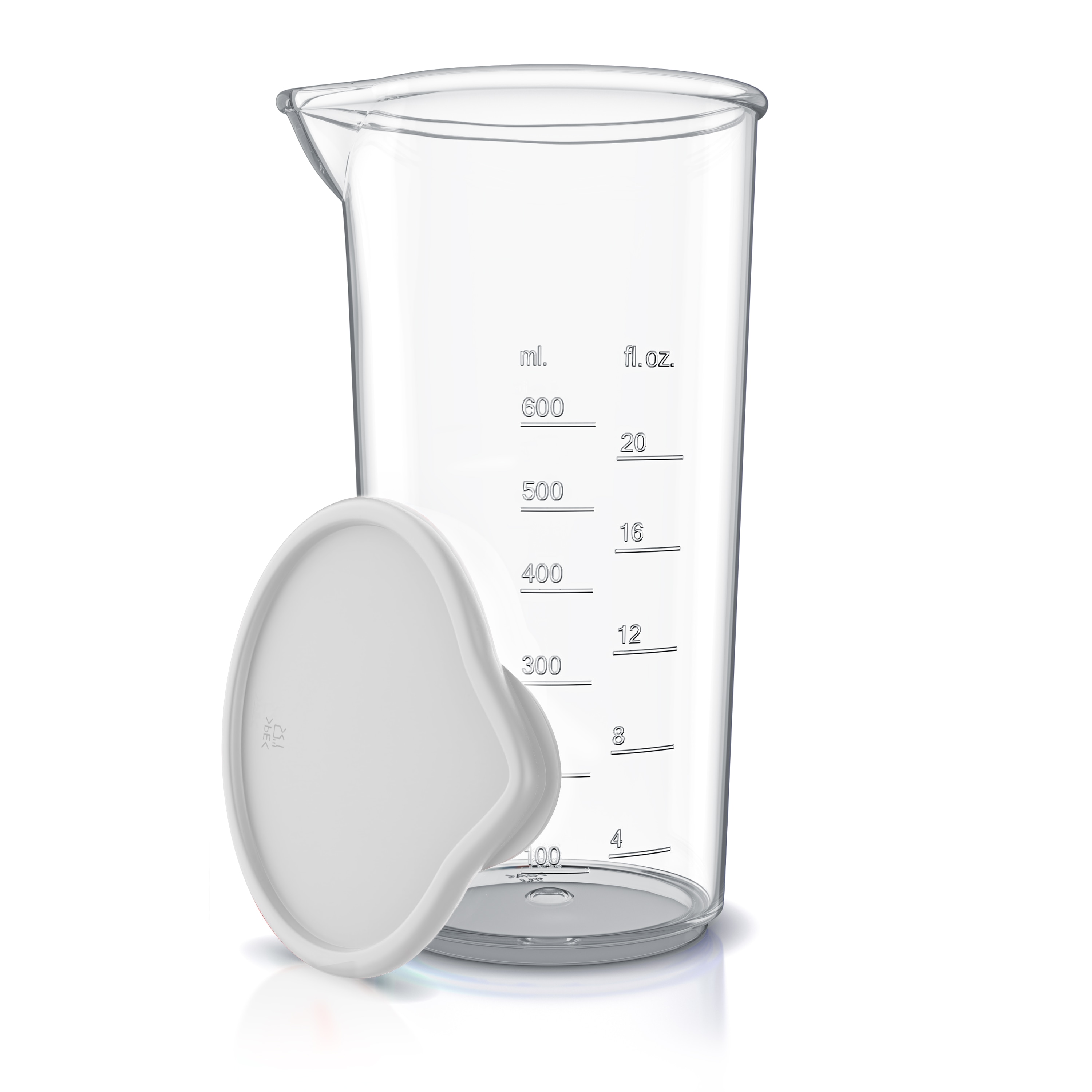 Arendo Messbecher mit Deckel, 600 ml, 20 Unzen, Klarsichtbecher aus Kunststoff, ideal f&uuml;r Handmixer, Stabmixer, Handr&uuml;hrer - Bild 1
