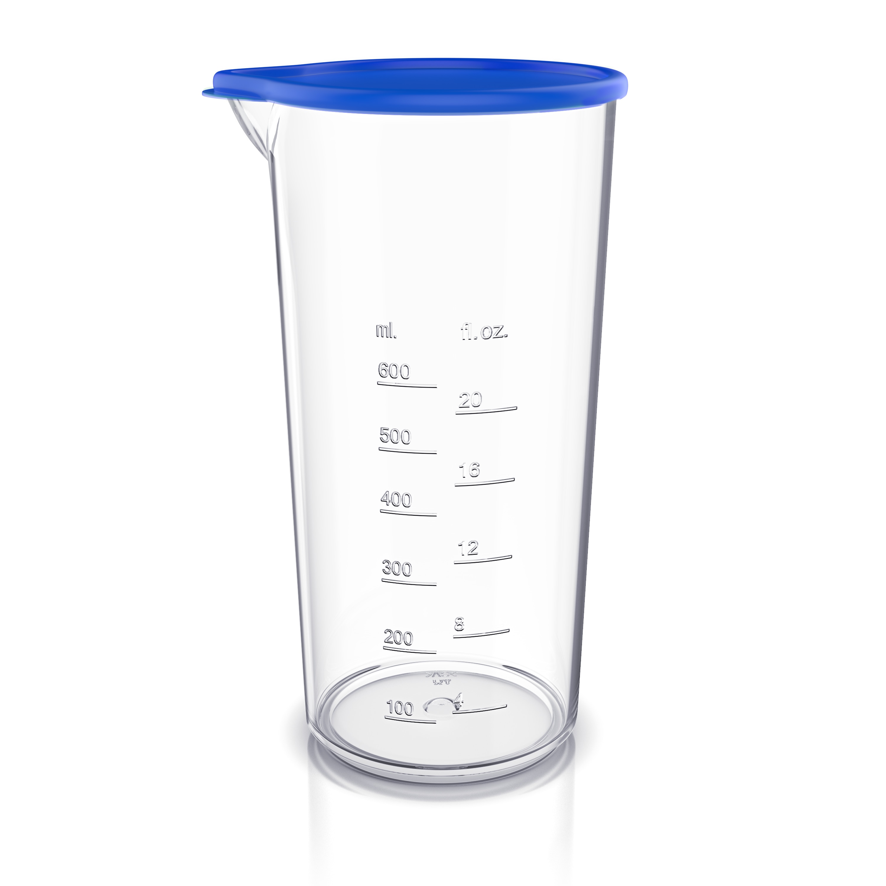 Arendo Messbecher mit Deckel, 600 ml, 20 Unzen, Klarsichtbecher aus Kunststoff, ideal f&uuml;r Handmixer, Stabmixer, Handr&uuml;hrer - Bild 1
