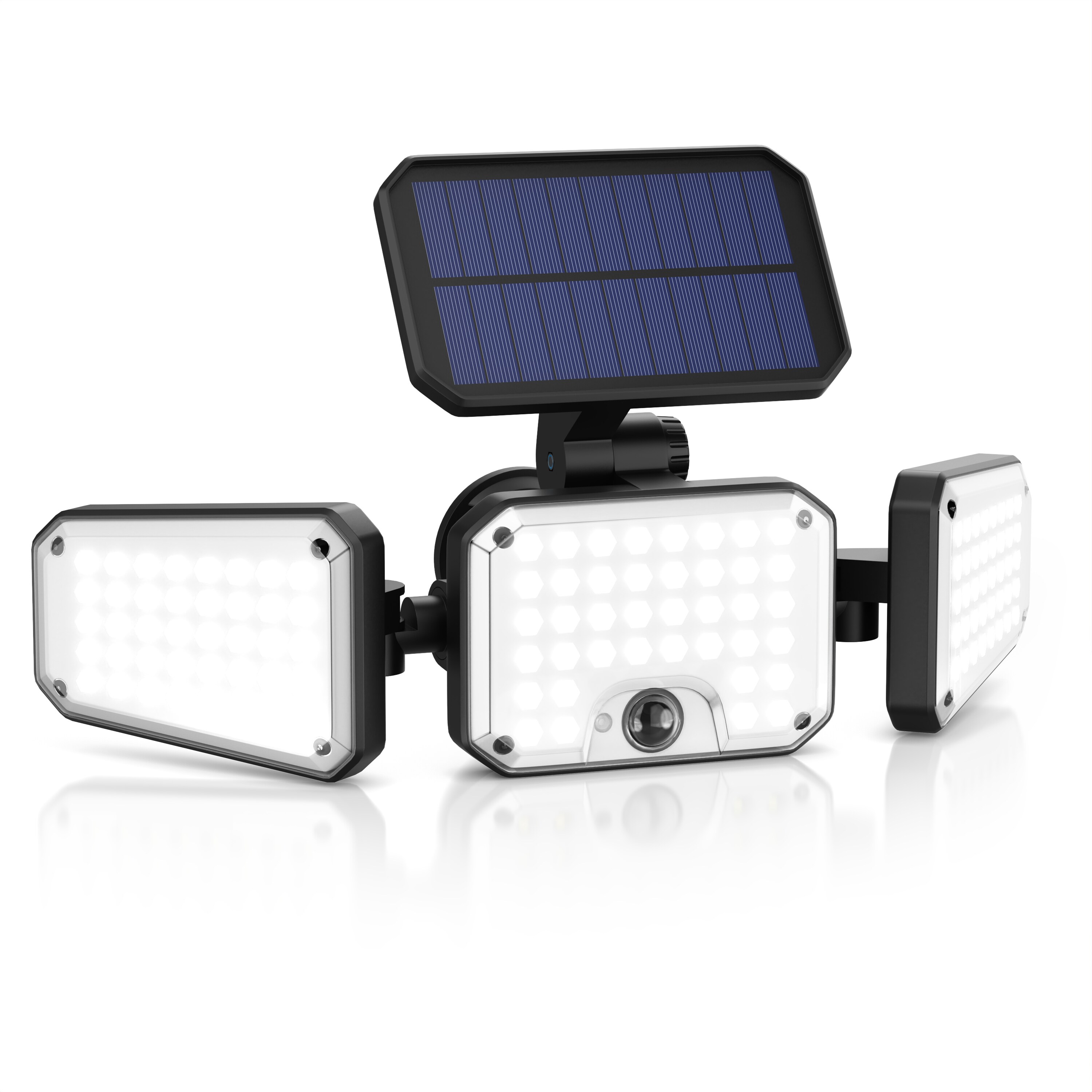 Brandson LED Solarleuchte Au&szlig;enlampe, 120 LEDs, PIR-Sensor, 500 Lumen, Kaltwei&szlig;, 2400 mAh Akku, wetterfest, schwenkbar - Bild 1