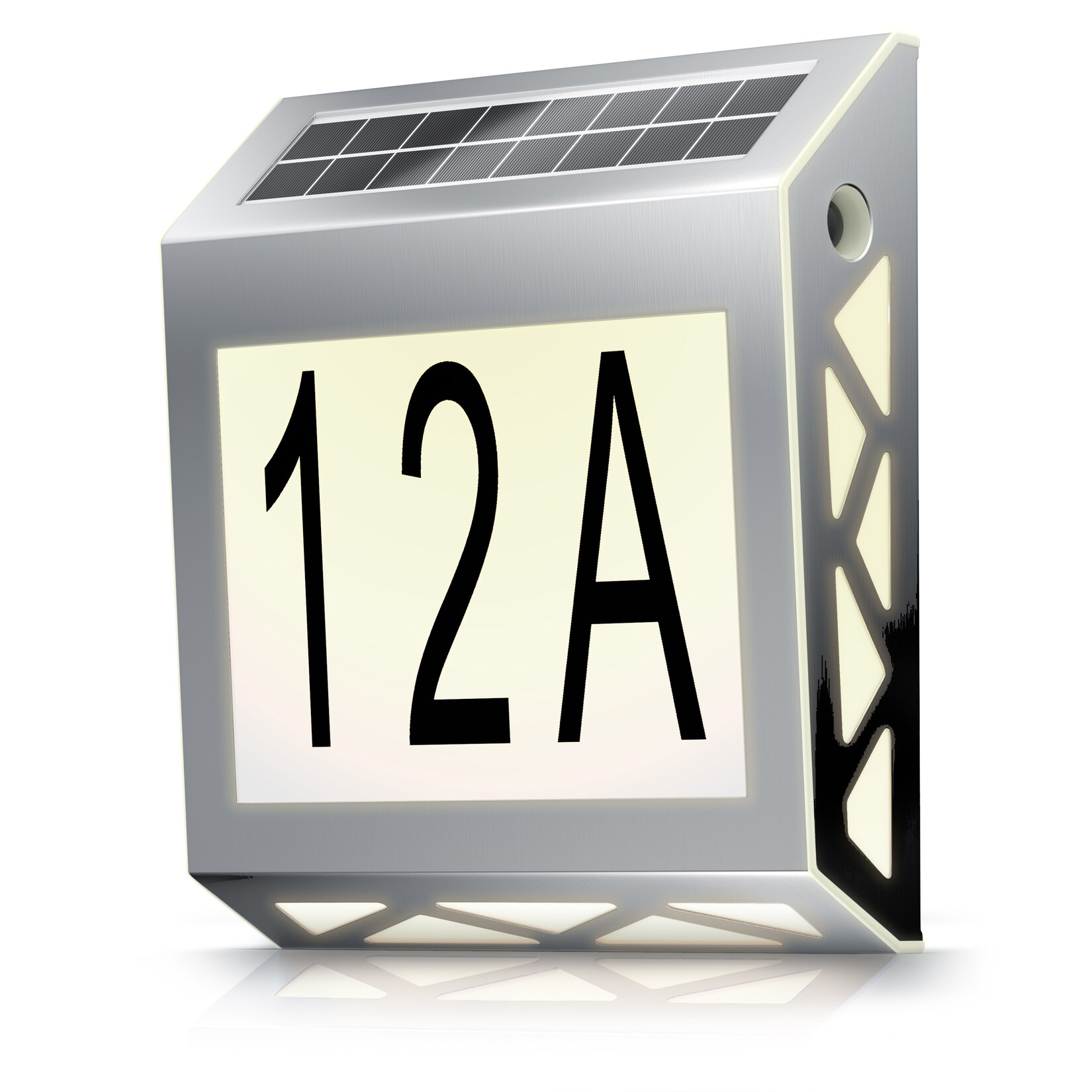 BEARWARE LED Solar Hausnummernleuchte, Wandlicht mit Nummernset, Warmweiß, PIR, Solarpanel, Ein-/Ausschalter | 04062861837573