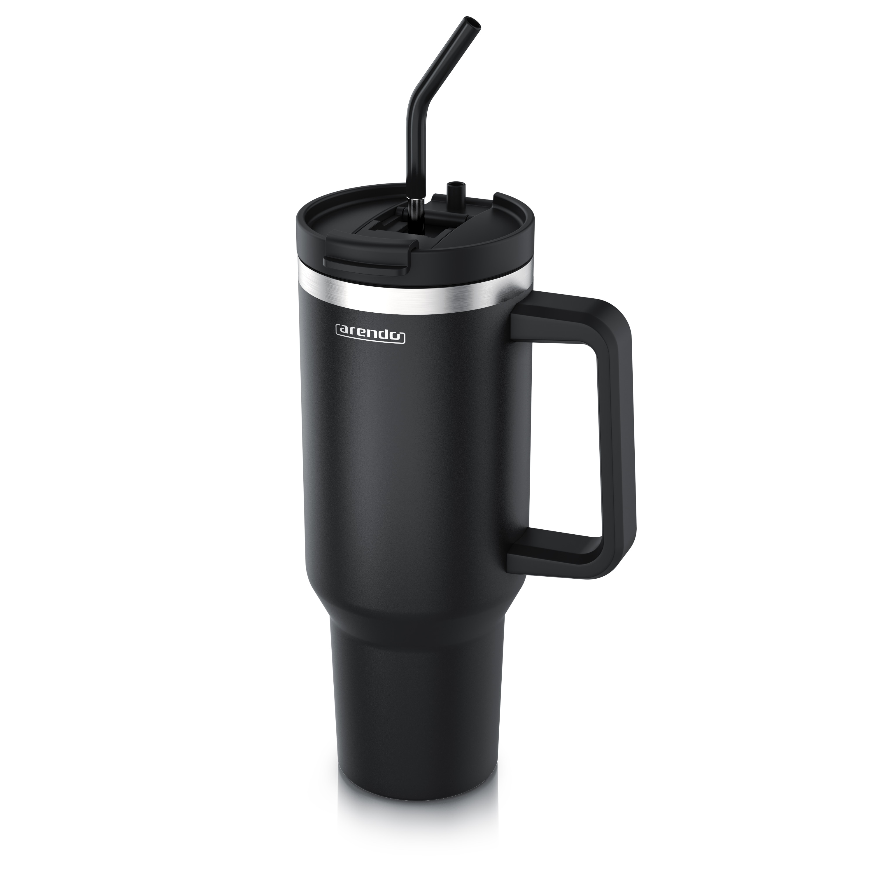 Arendo Thermobecher 1200 ml, Edelstahl Tumbler mit Deckel, Henkel, Strohhalm, doppelwandig, vakuumdicht, auslaufsicher - Bild 1