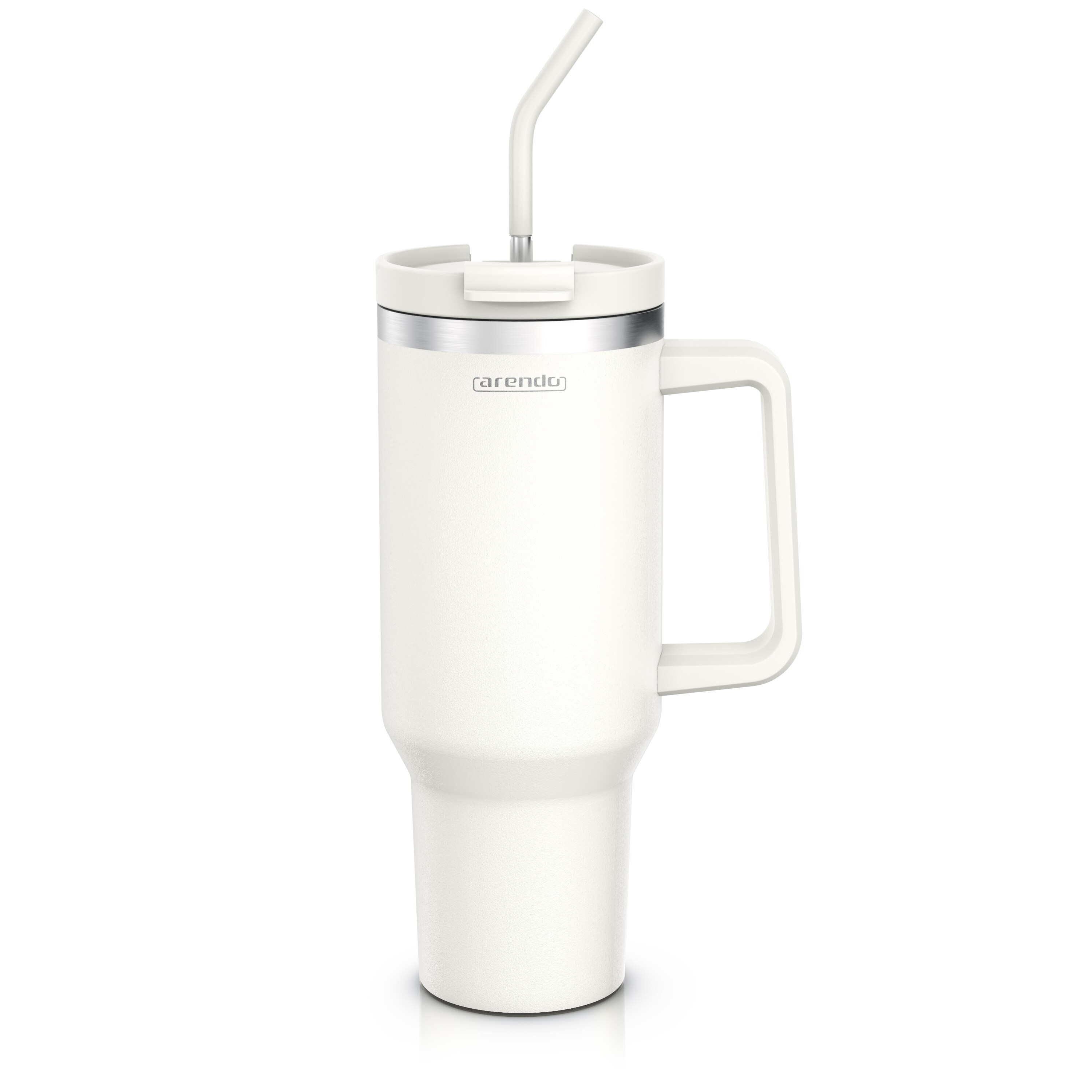 Arendo Tumbler 1200 ml, Edelstahl Thermobecher mit Deckel, Henkel, Strohhalm, doppelwandig, vakuumdicht, auslaufsicher - Bild 1