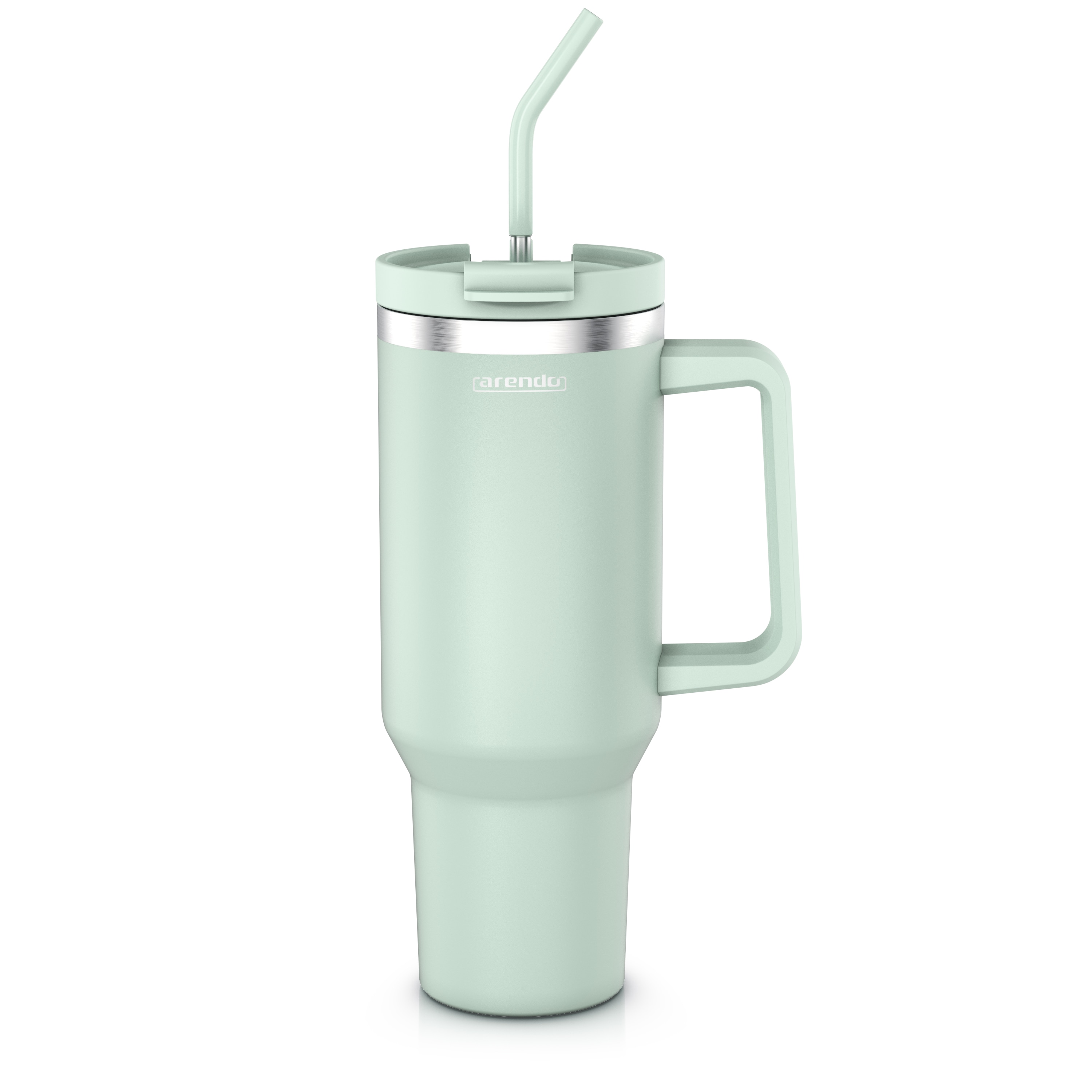 Arendo Thermobecher 1200 ml, Edelstahl Tumbler mit Deckel, Henkel, Strohhalm, doppelwandig, vakuumdicht, auslaufsicher - Bild 1