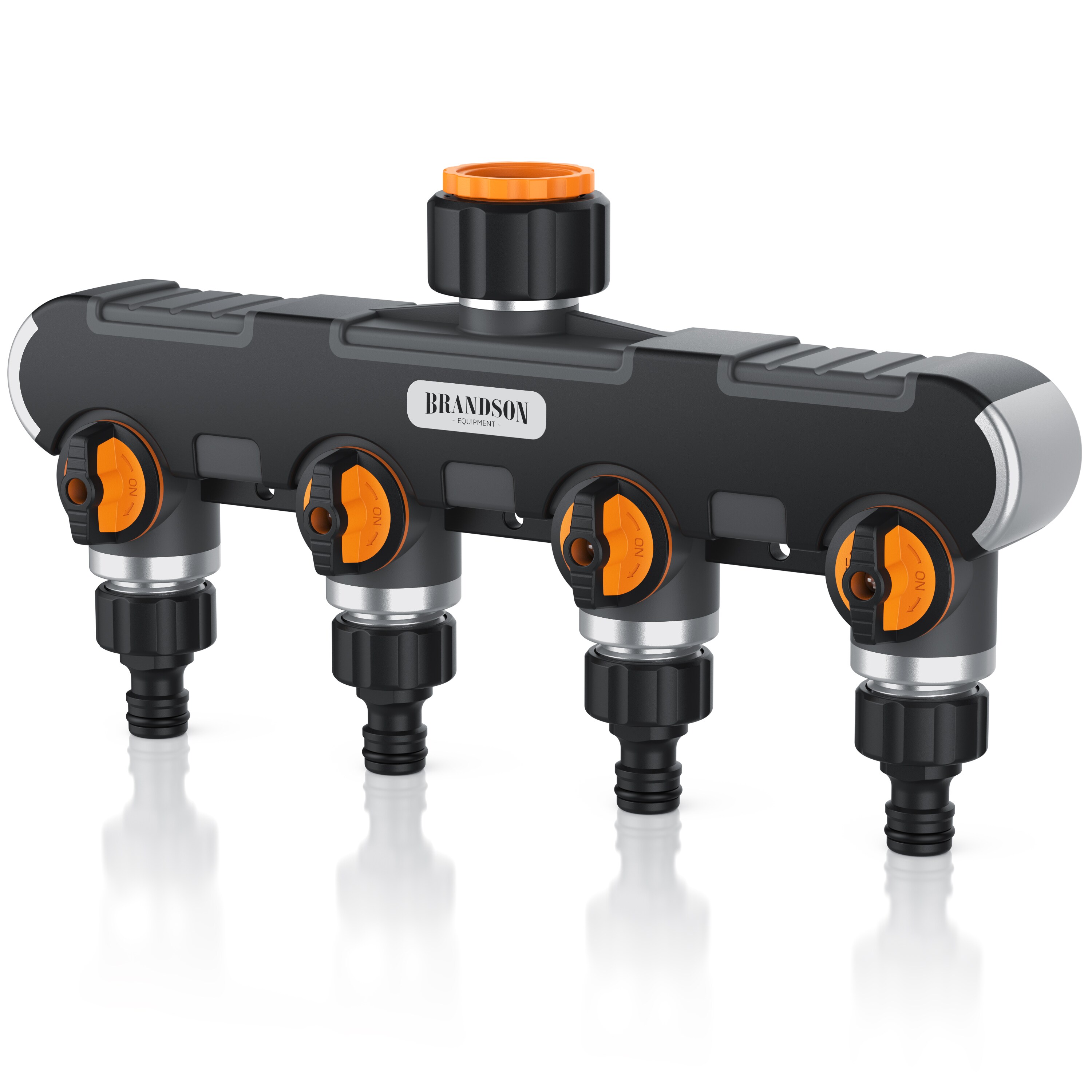 Brandson 4-Wege Schlauchverteiler, 3/4 1/2 Zoll, 2-tlg., Wasserverteiler f&uuml;r Gartenschlauch, regulierbar, Gartenbew&auml;sserung - Bild 1