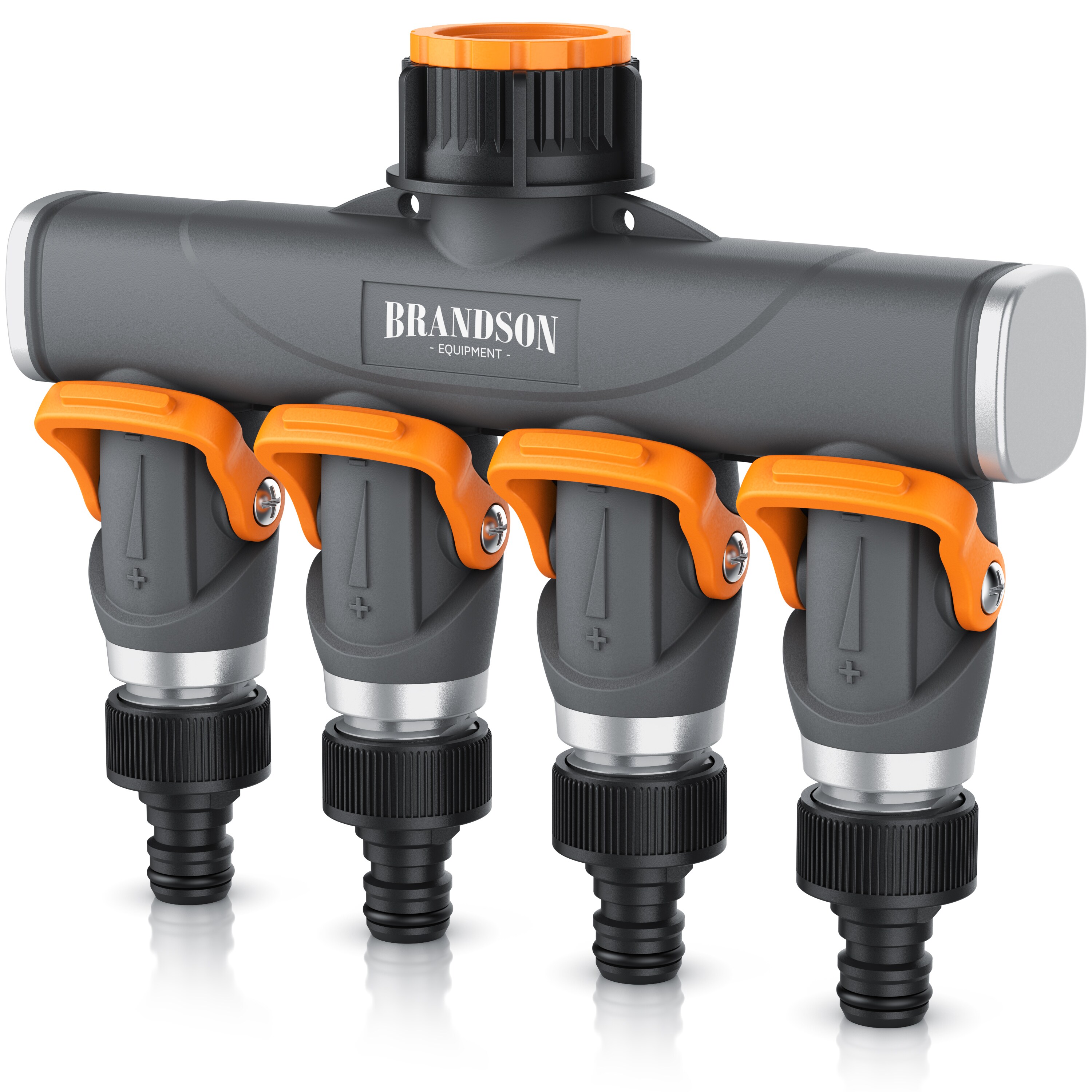 Brandson 4-Wege Schlauchverteiler, 3/4 1/2 Zoll, 2-tlg., schmaler Wasserhahnverteiler, regulierbar, Gartenbew&auml;sserung - Bild 1
