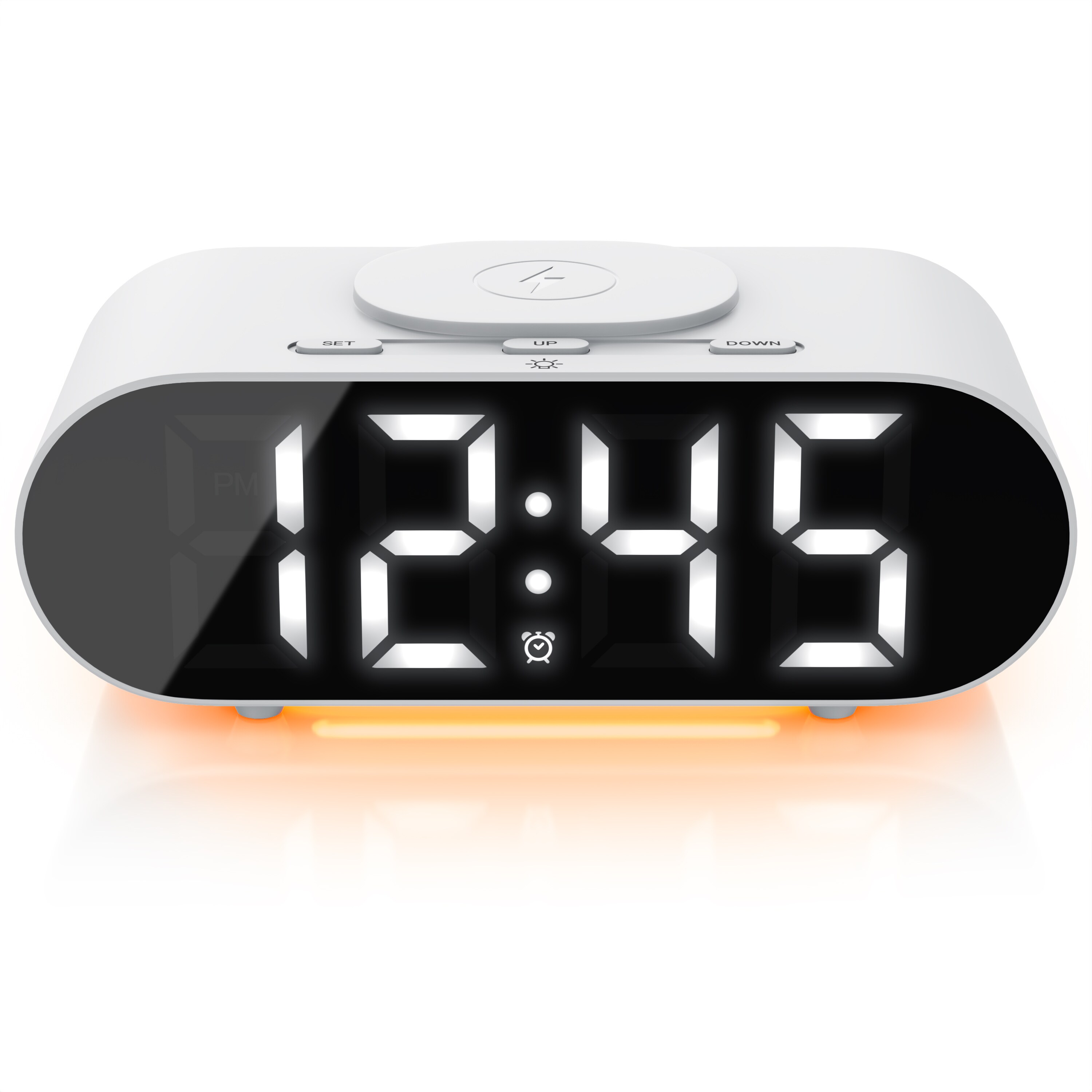 BEARWARE Wecker mit Netzteil & Akku, 3 Alarmzeiten, mit Beleuchtung & QI Ladefunktion Schlummerfunktion, Kabelloses Laden Wireless Charger, Akustiksteuerung - Bild 1