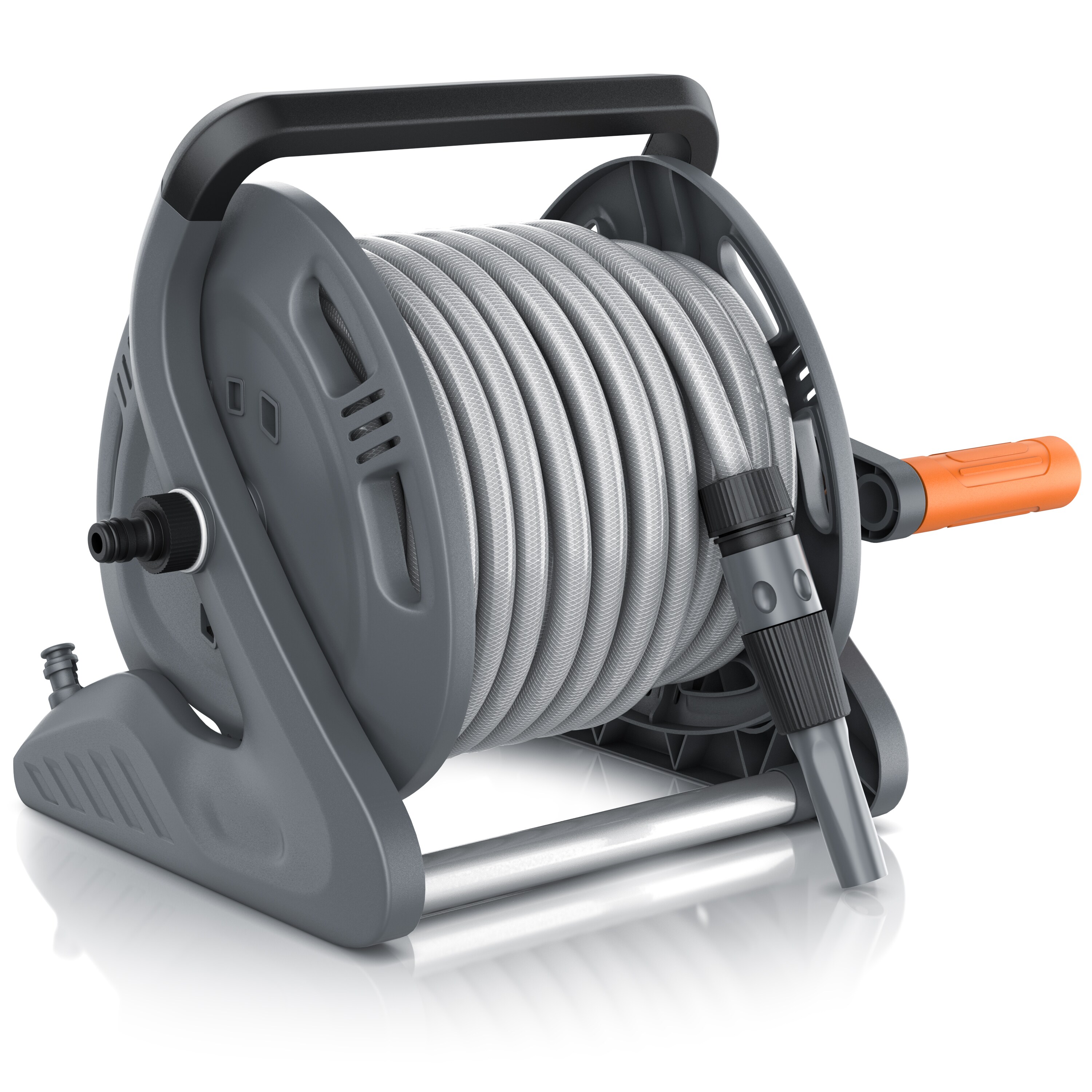 Brandson Schlauchtrommel Schlauchbox mit 20m Gartenschlauch, Drehgriff, Nachtropfstopp, Garten Schlauch Trommel mit Wandmontage, 1/2 Zoll, 3/4 Zoll - Bild 1