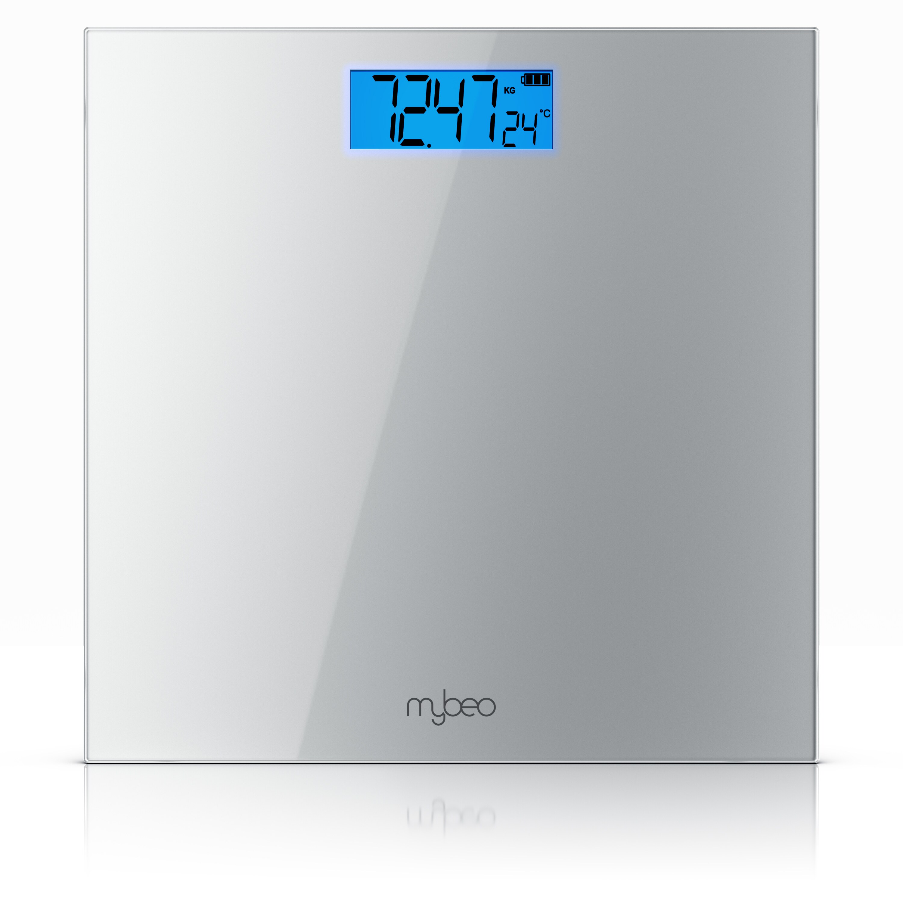 MyBeo Personenwaage digitale Waage f&uuml;r Personen, gro&szlig;e Trittfl&auml;che aus 6mm Sicherheitsglas, 1-tlg., Badezimmer Digitalwaage, schmales Design, max. Belastung &uuml;ber 150 kg - Bild 1