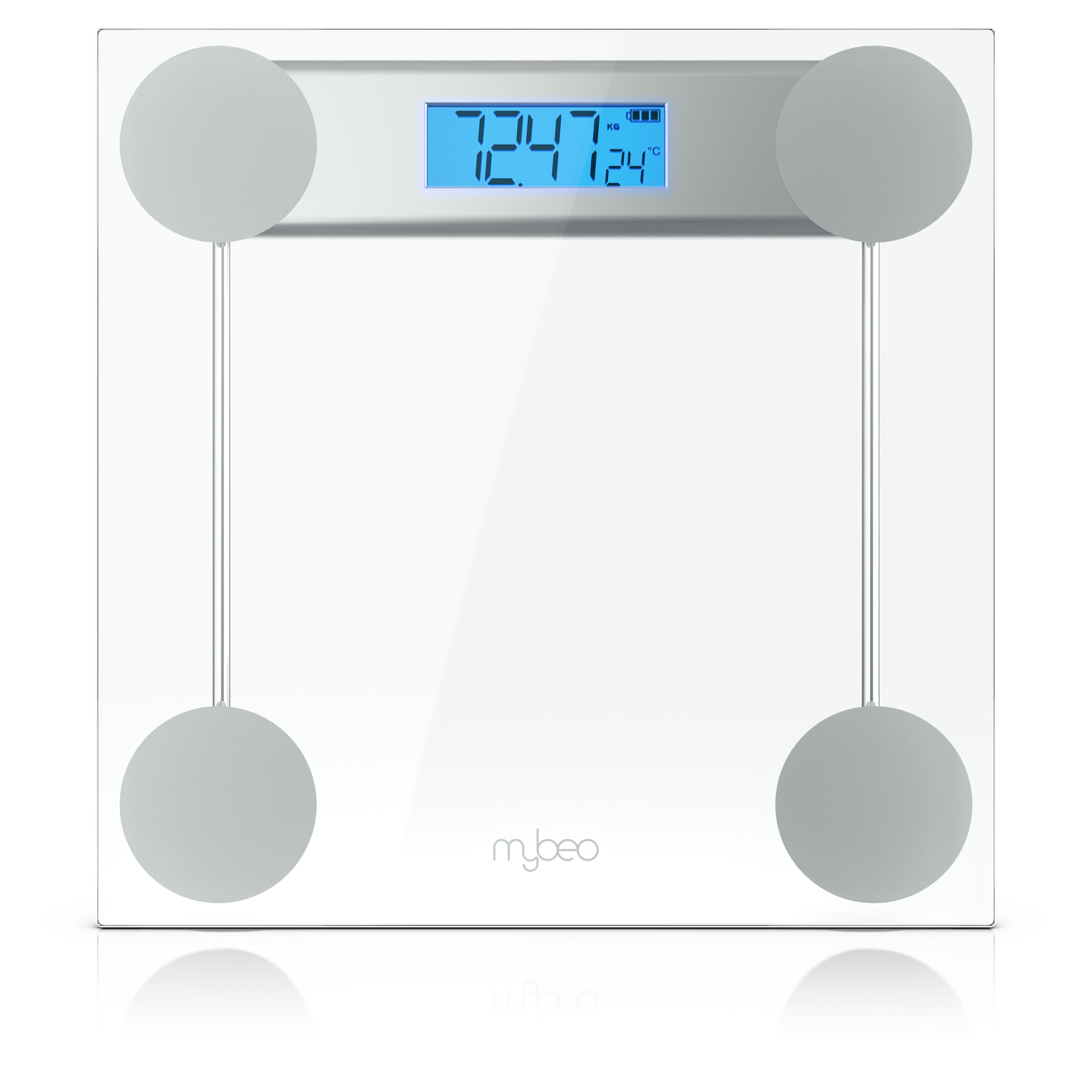 MyBeo Personenwaage digitale Waage f&uuml;r Personen, gro&szlig;e Trittfl&auml;che aus 6mm Sicherheitsglas, 1-tlg., Badezimmer Digitalwaage, schmales Design, max. Belastung &uuml;ber 150 kg - Bild 1