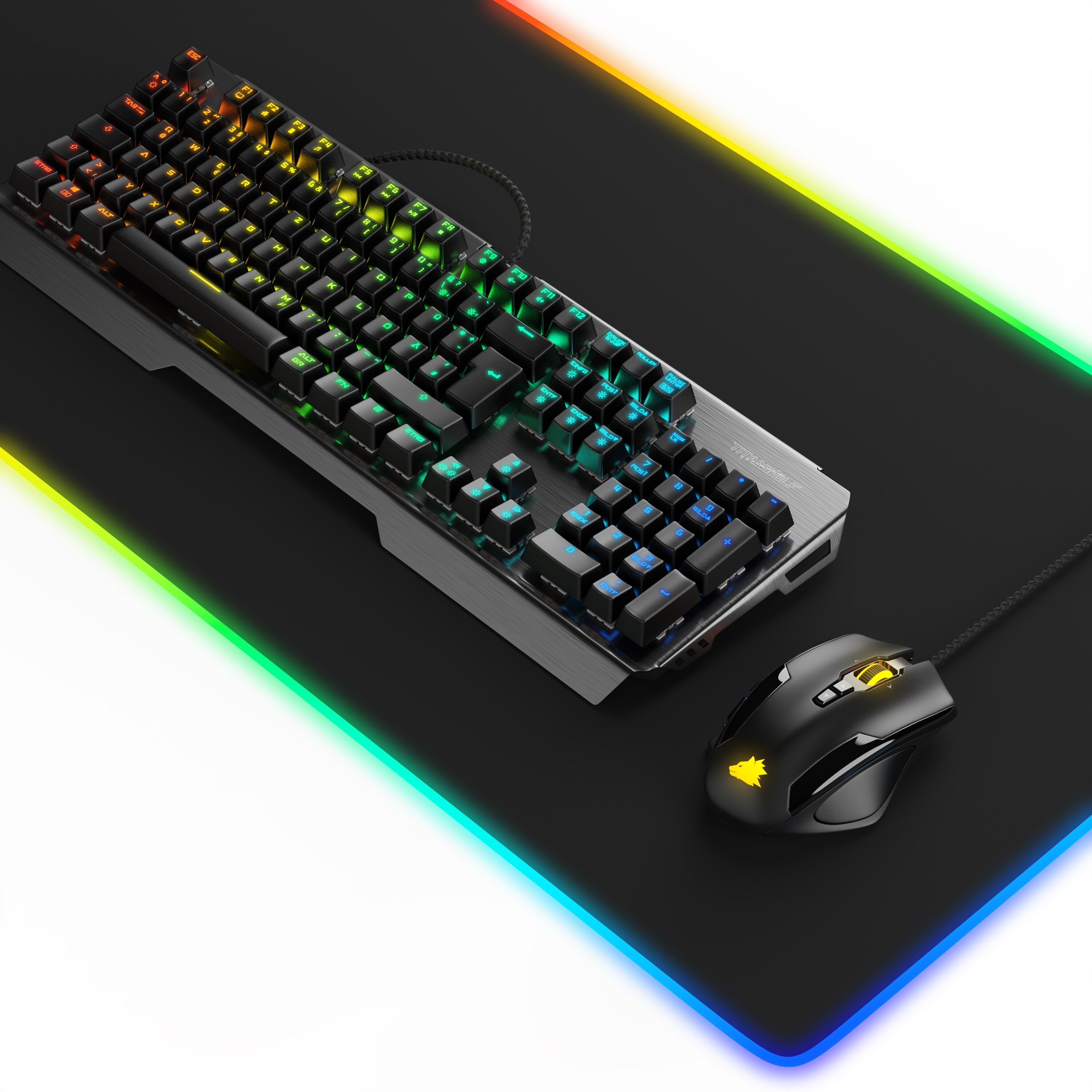 Titanwolf Tastatur-, Maus- und Mauspad-Set, Mechanisches Keyboard, Mouse & RGB Mousepad Gaming Bundle - Bild 1