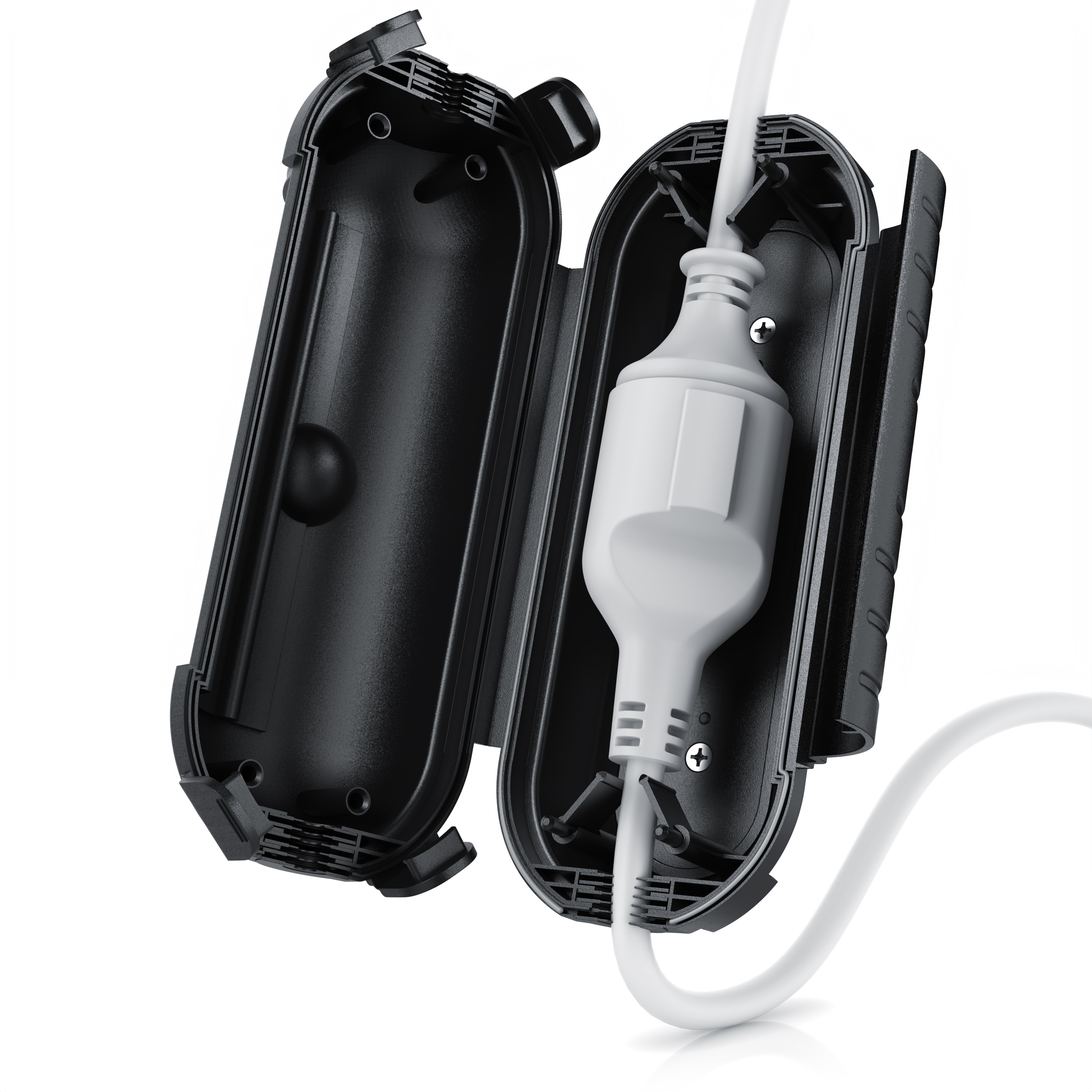 BEARWARE 1x Kabelbox wetterbest&auml;ndige Schutzbox f&uuml;r Verl&auml;ngerungskabel, 210mm x 85 mm Garten outdoor IP44 wasserdichte Safe Box, schwarz - Bild 1