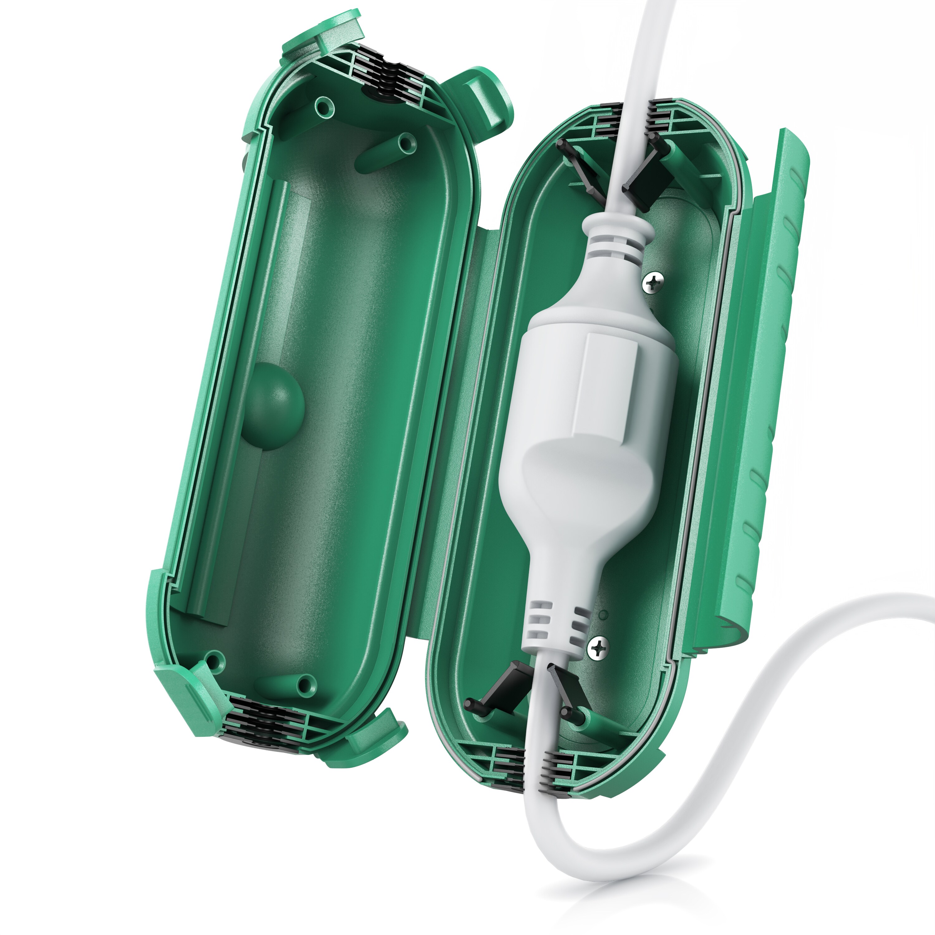 BEARWARE 1x Kabelbox wetterbest&auml;ndige Schutzbox f&uuml;r Verl&auml;ngerungskabel, 210mm x 85 mm Garten outdoor IP44 wasserdichte Safe Box, gr&uuml;n - Bild 1