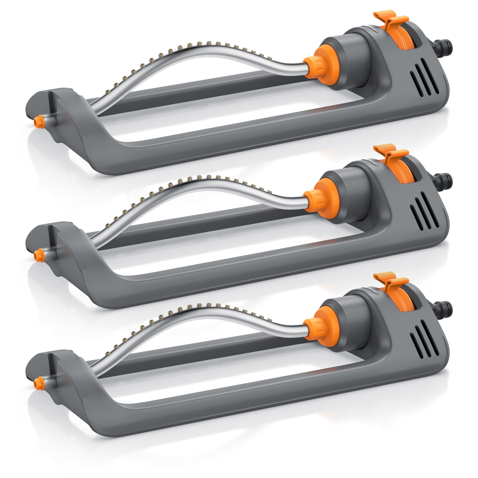 Brandson 3x Viereckregner Garten Rasensprenger, Vierecksprenger, Oszillations-Regner, Sprinkler, für Flächen bis 153 m², Rasen Bewässerung, Reichweite bis zu 14 m Ø | 04062861826904