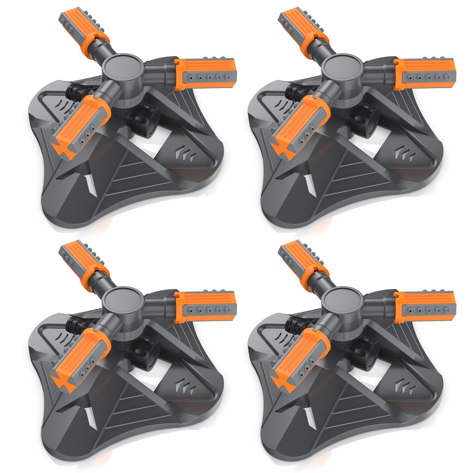 Brandson 4x Kreisregner Garten Sprinkler, 360° Rasensprenger, 3 Arm Rasensnsprikler rotierend, 21 cm lang, Sprenger Bewässerungssystem, Bewässerungsanlagen, Gardena kompatibel | 04062861822944